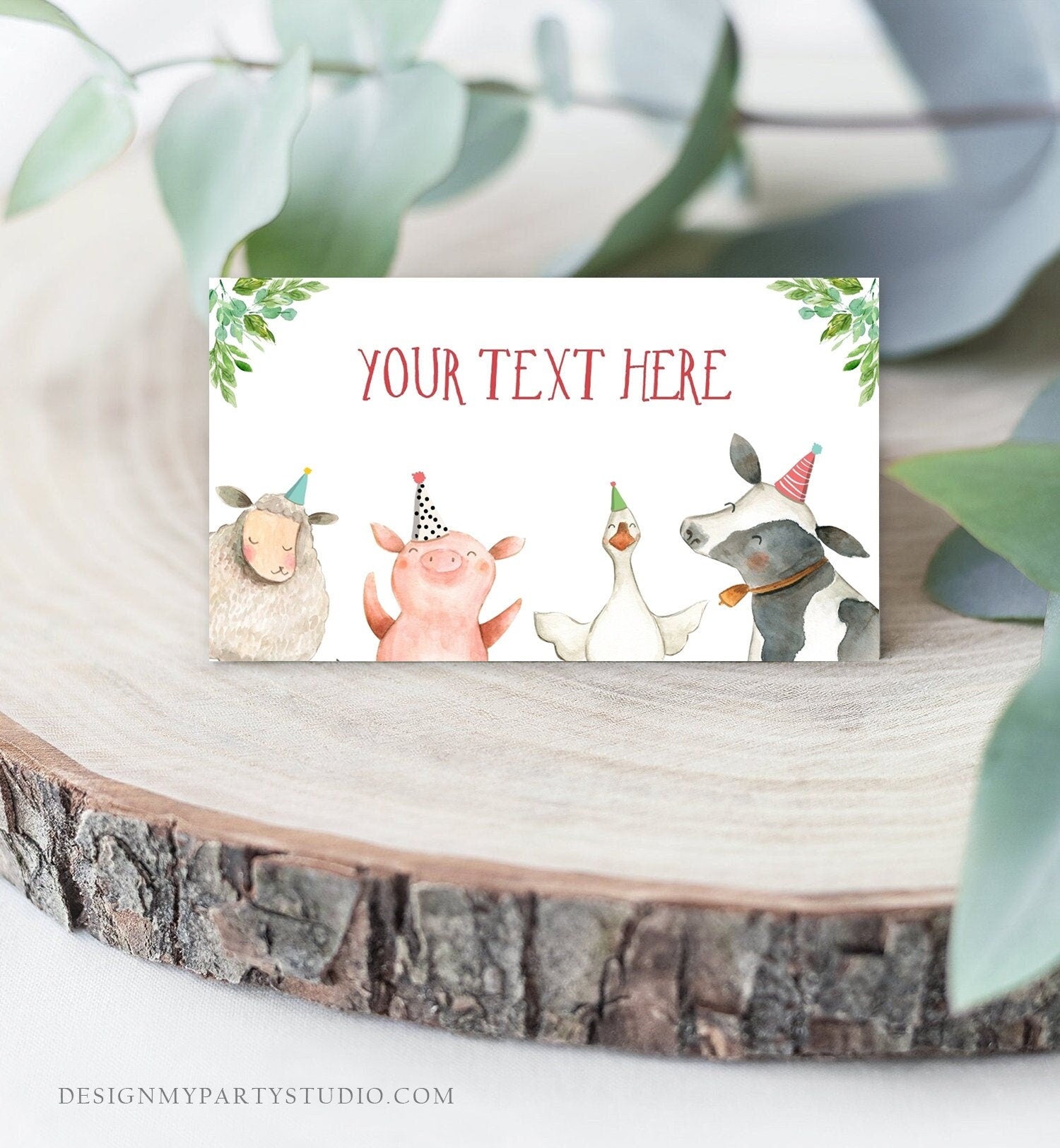 Editable Farm Animals Food Labels Barnyard Birthday Food Cards Tent Card Boy Shower Cow Pig Buffet Tent Card Template Corjl Printable 0155