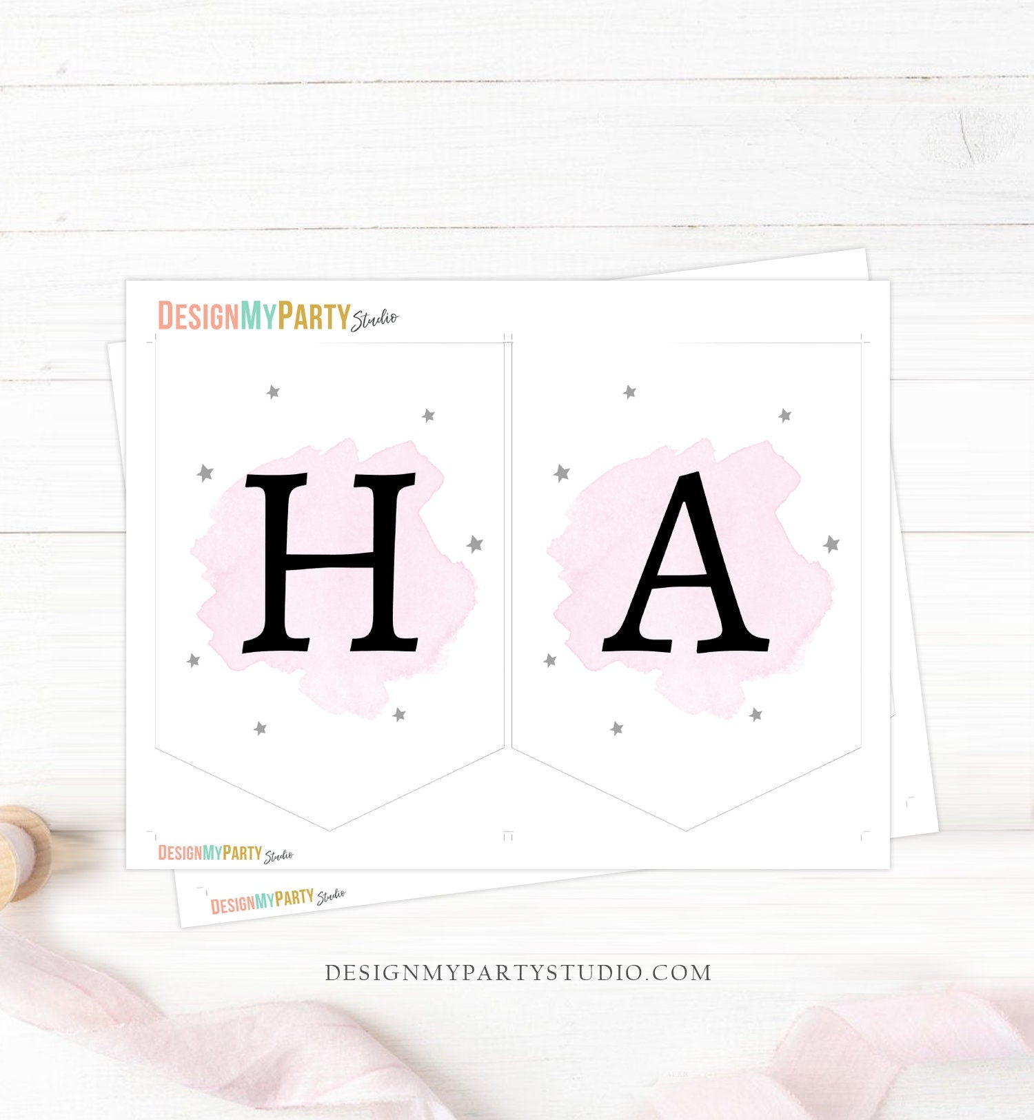 Happy Birthday Banner Outer Space Planets Banner Girl Galaxy Pink Birthday Decorations Rocket Instant Download PRINTABLE DIGITAL DIY 0366