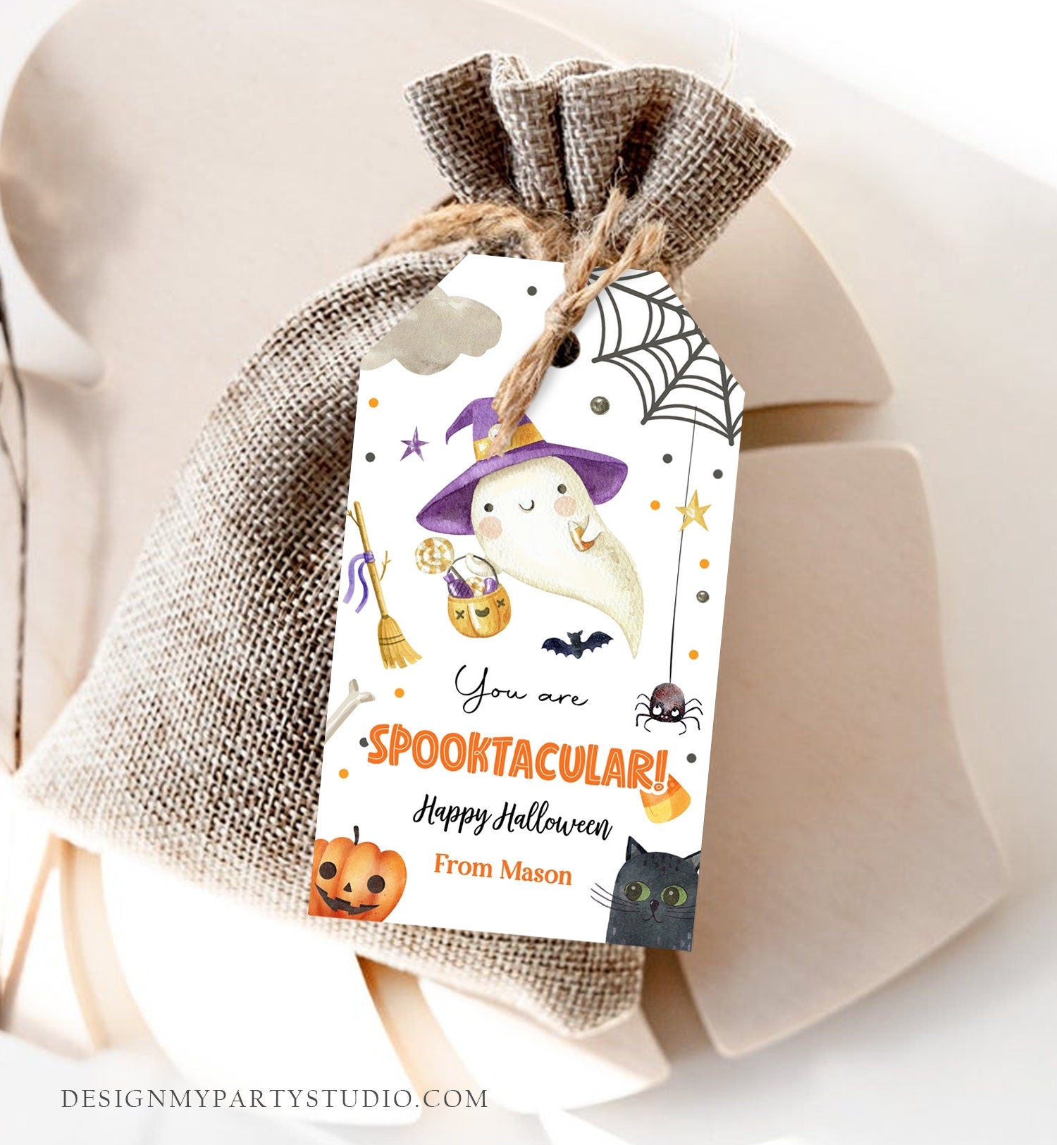 Editable Halloween Favor Tags Ghost Gift Tags You are Spooktacular Appreciation Cute Ghost Treat Digital Download Template Printable 0261