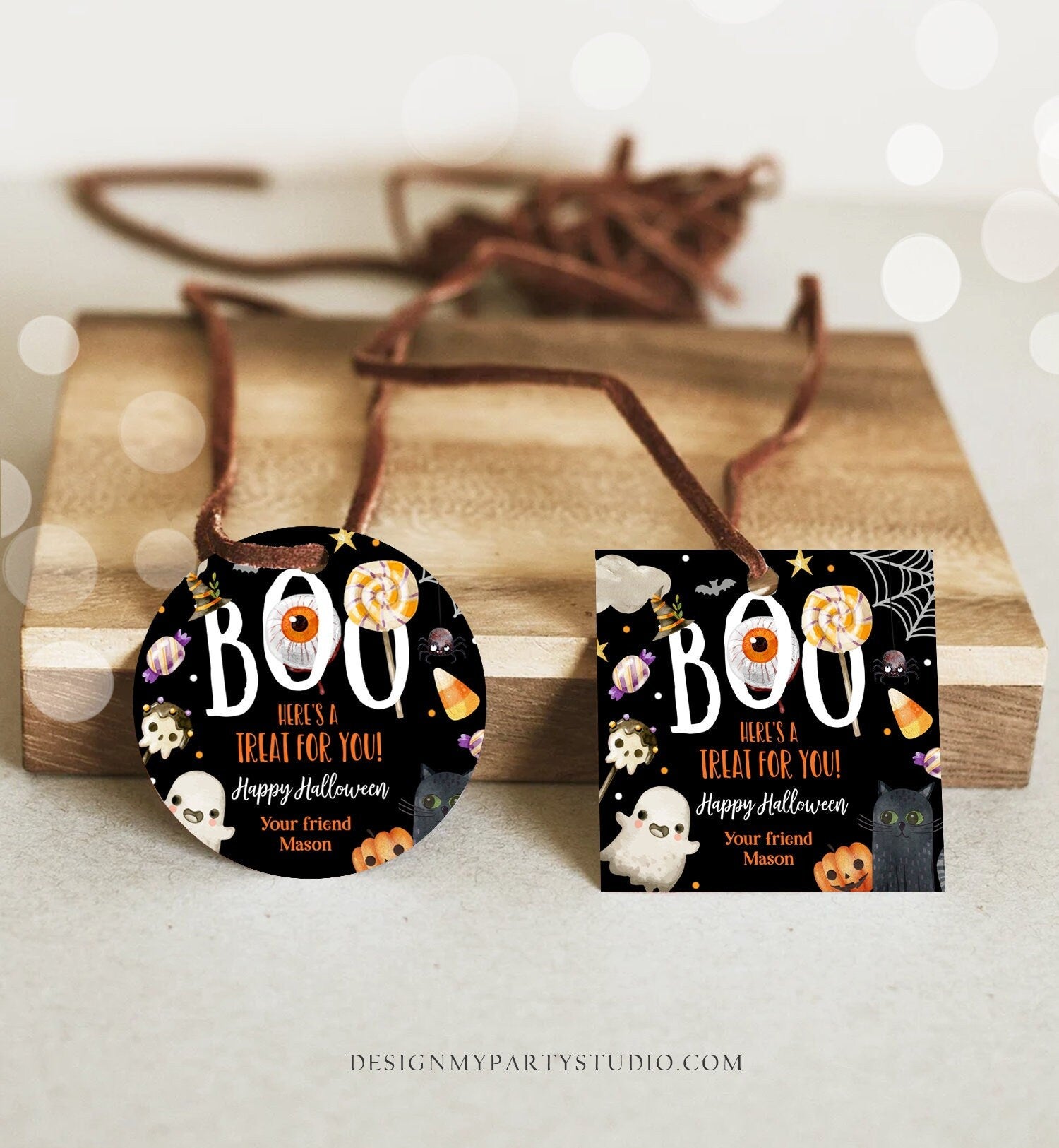 Editable Halloween Favor Tags Boo Gift Tags Costume Party Trick Or Treat Favor Tags Ghost Treat Tag Digital Download Template Printable 0261