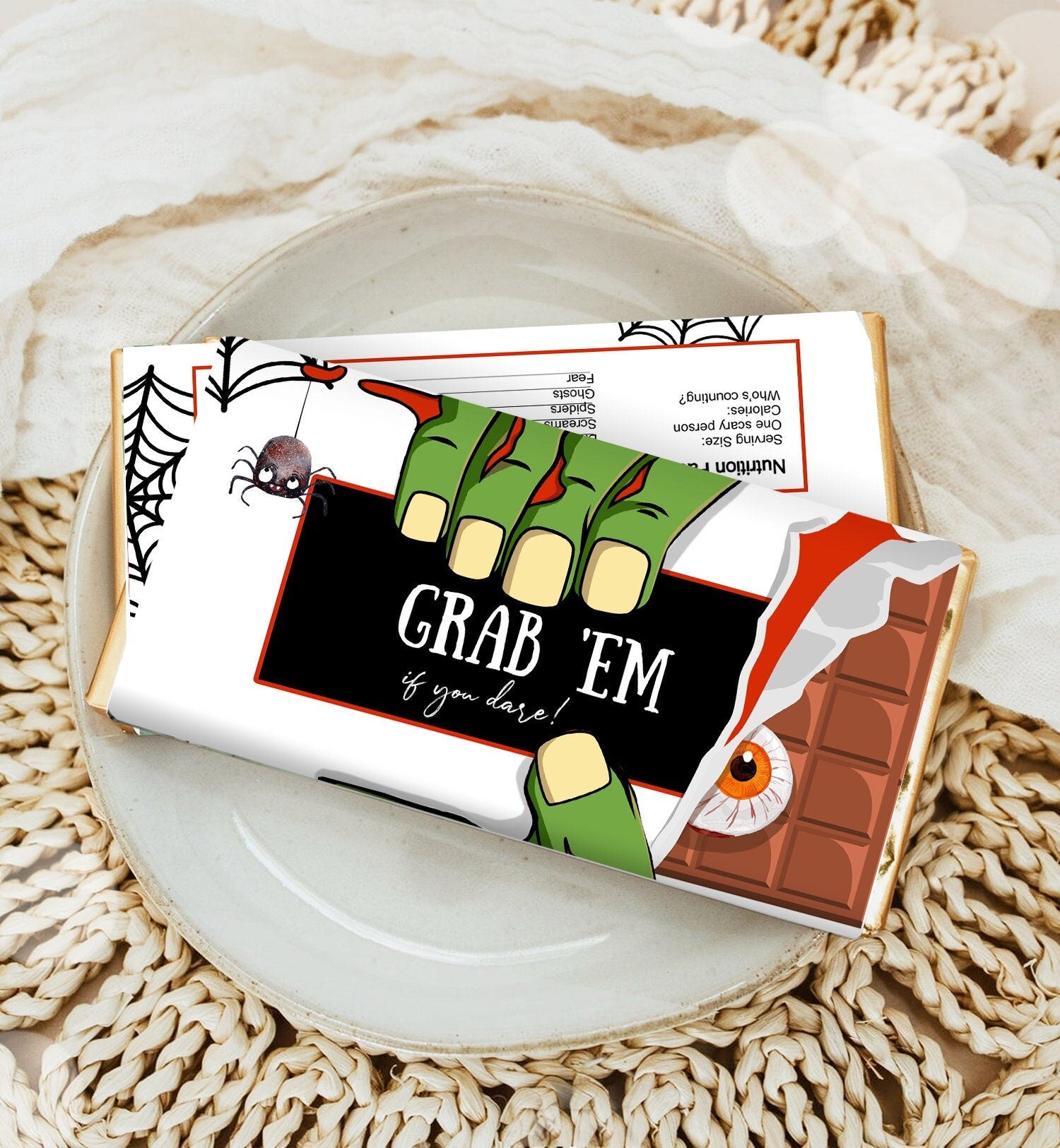 Editable Halloween Party Favor Halloween Candy Bar Wrapper Halloween Chocolate Bar Labels Zombie Gift Download Corjl Template Printable 0261