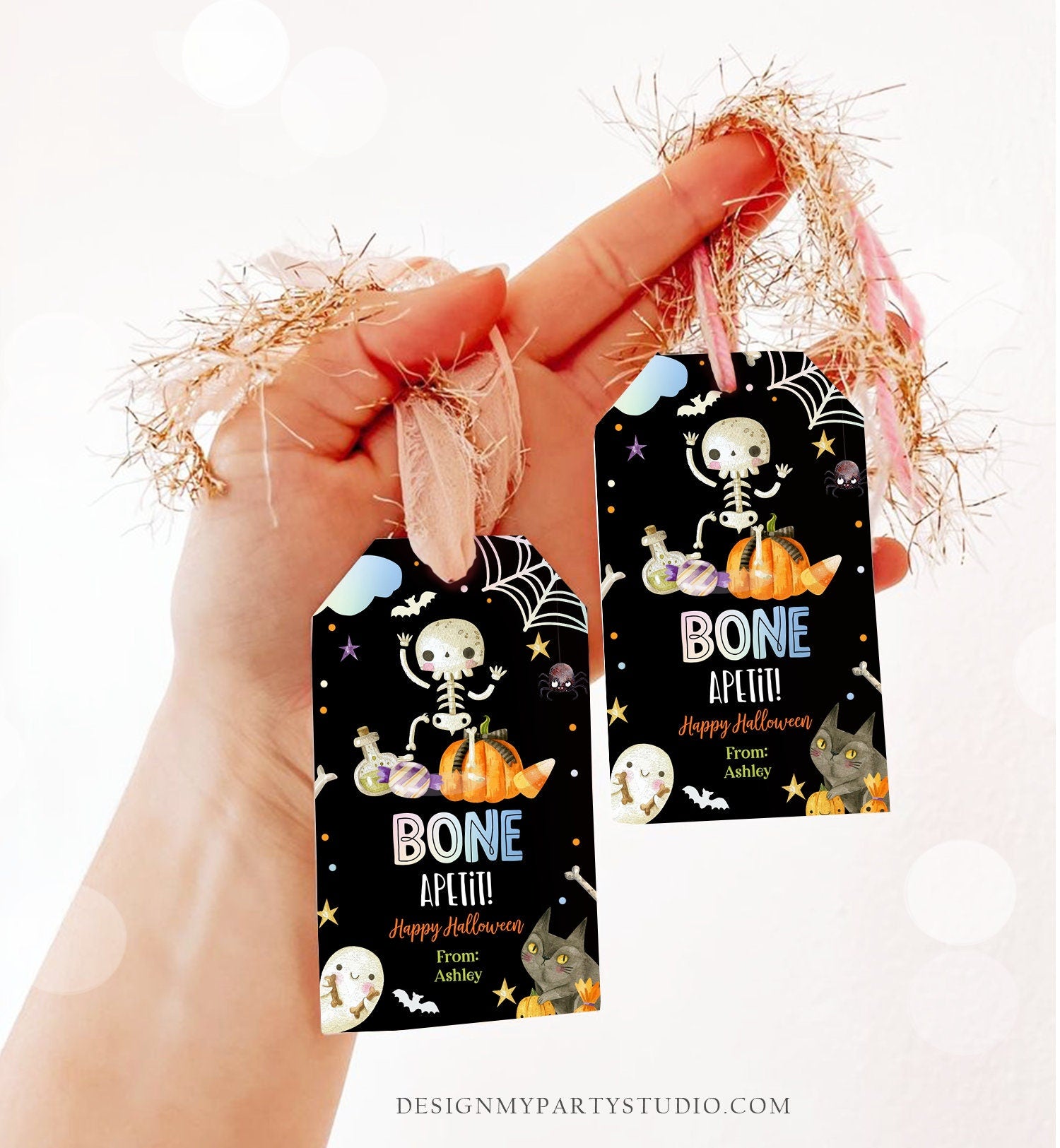 Editable Halloween Gift Tag Skeleton Gift Tags Trick Or Treat Halloween Cookie Tag School Treat Tag Digital Download Template Printable 0261