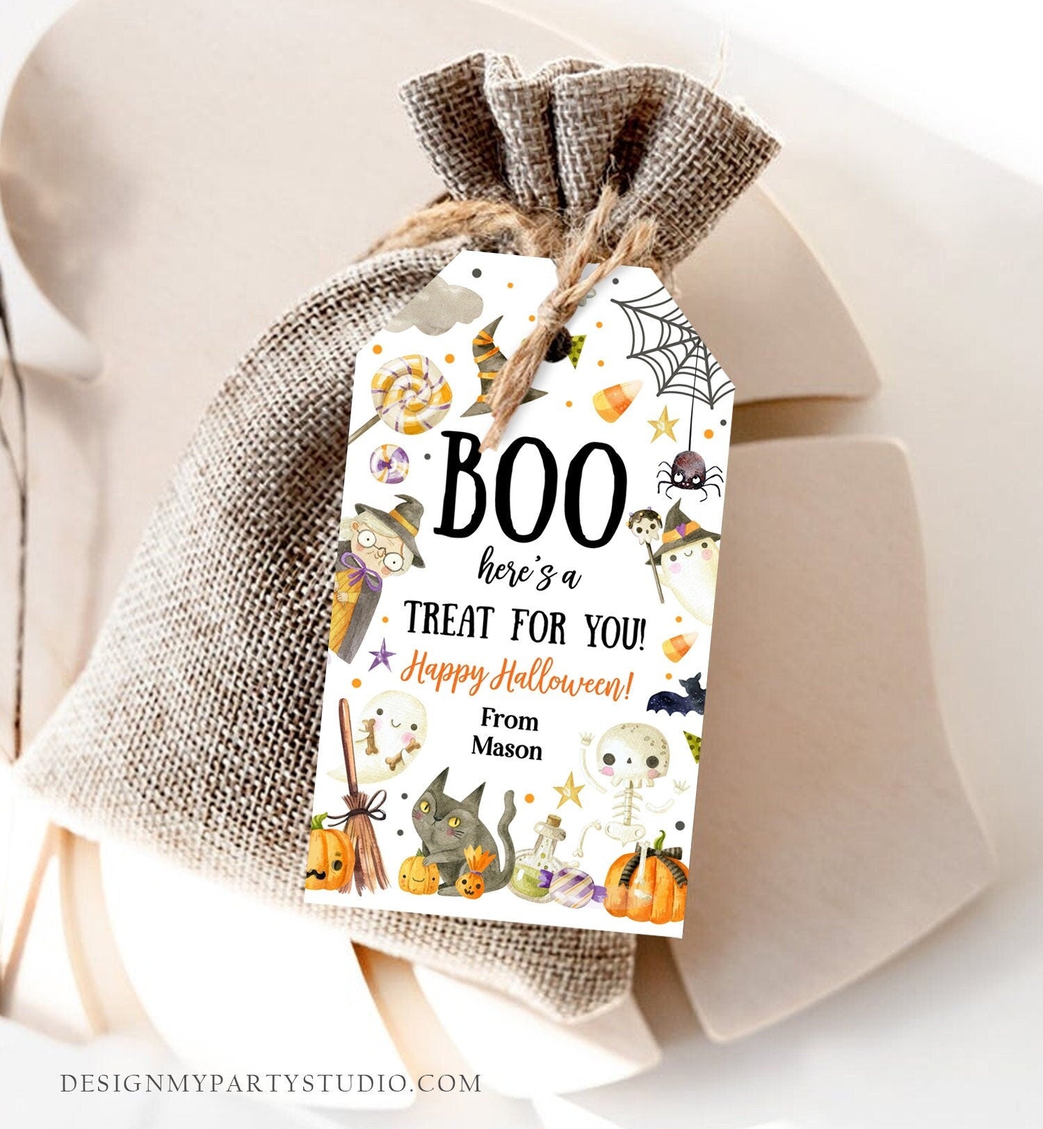 Editable Halloween Favor Tags Boo Gift Tags Costume Party Trick Or Treat Favor Tags Ghost Treat Tag Digital Template Printable 0261 0475