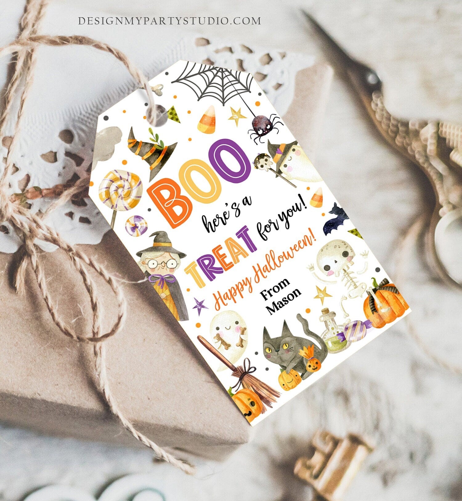 Editable Halloween Favor Tags Boo Gift Tags Costume Party Trick Or Treat Favor Tags Ghost Treat Tag Download Template Printable 0261 0475