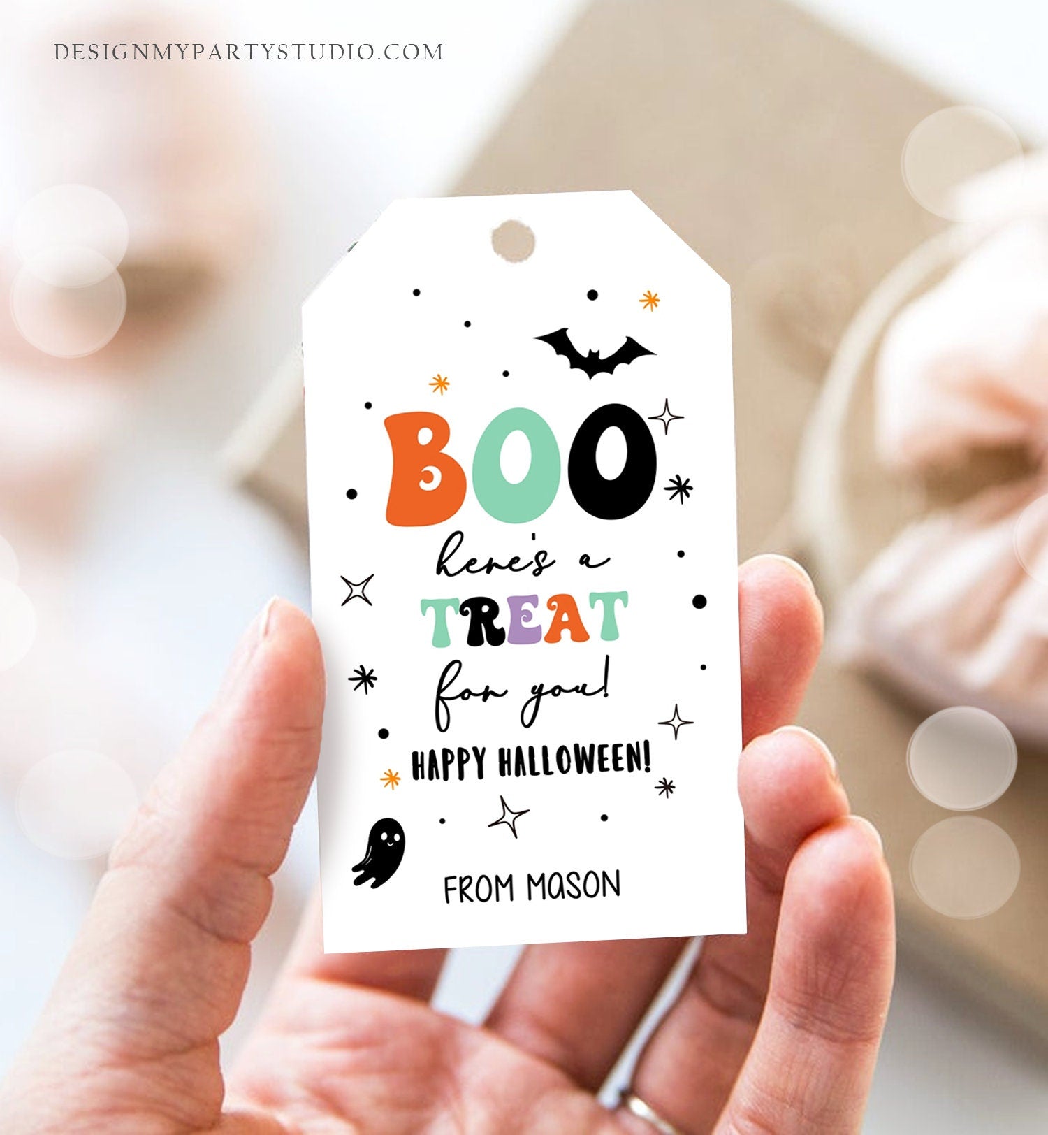 Editable Halloween Favor Tags Boo Gift Tags Costume Party Trick Or Treat Favor Tags Ghost Treat Digital Download Template Printable 0261