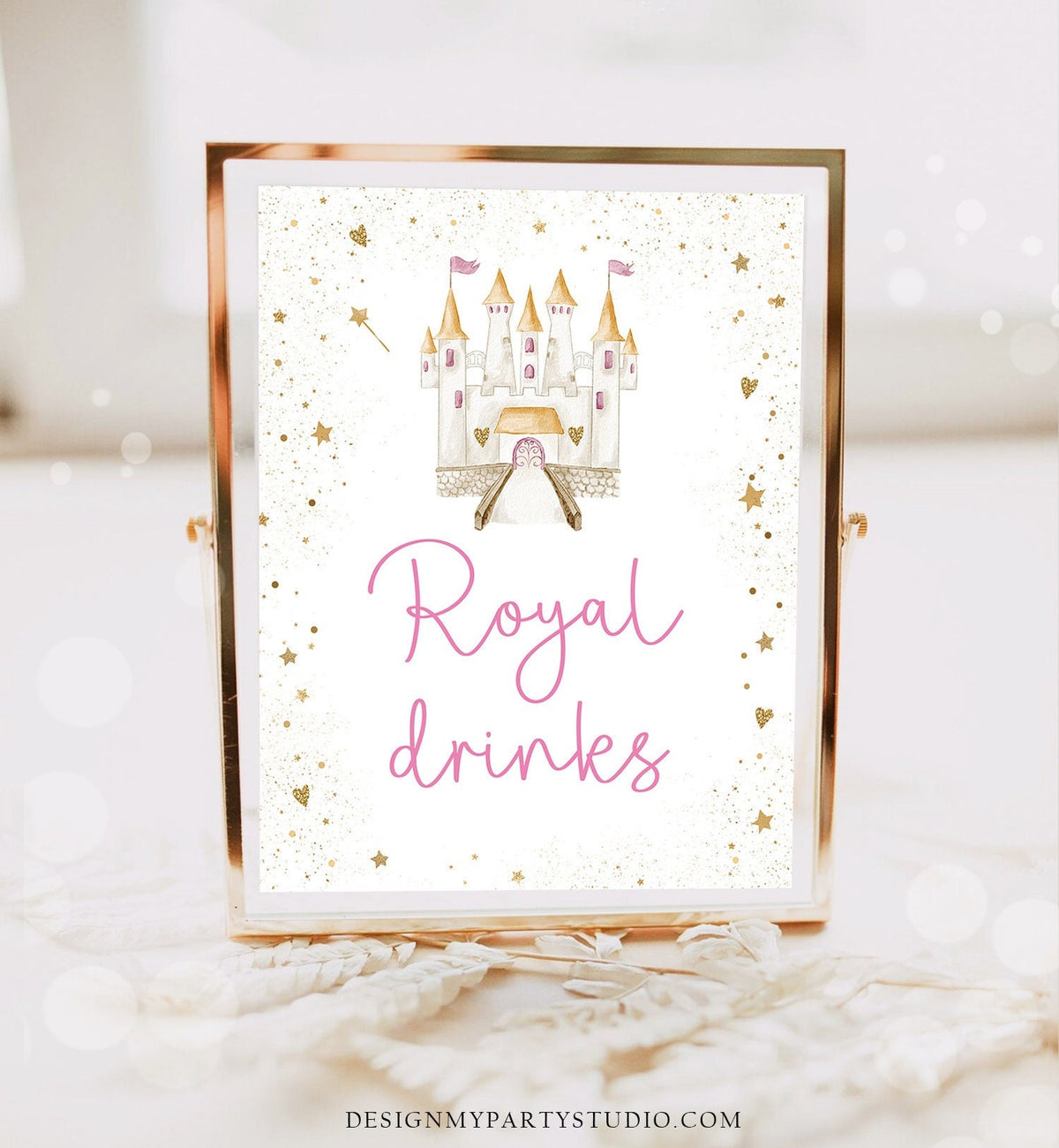 Princess Royal Drinks Station Sign Princess Castle Birthday Party Sign Pink Princess Decoration Dress-Up Instant Download Printable 0477