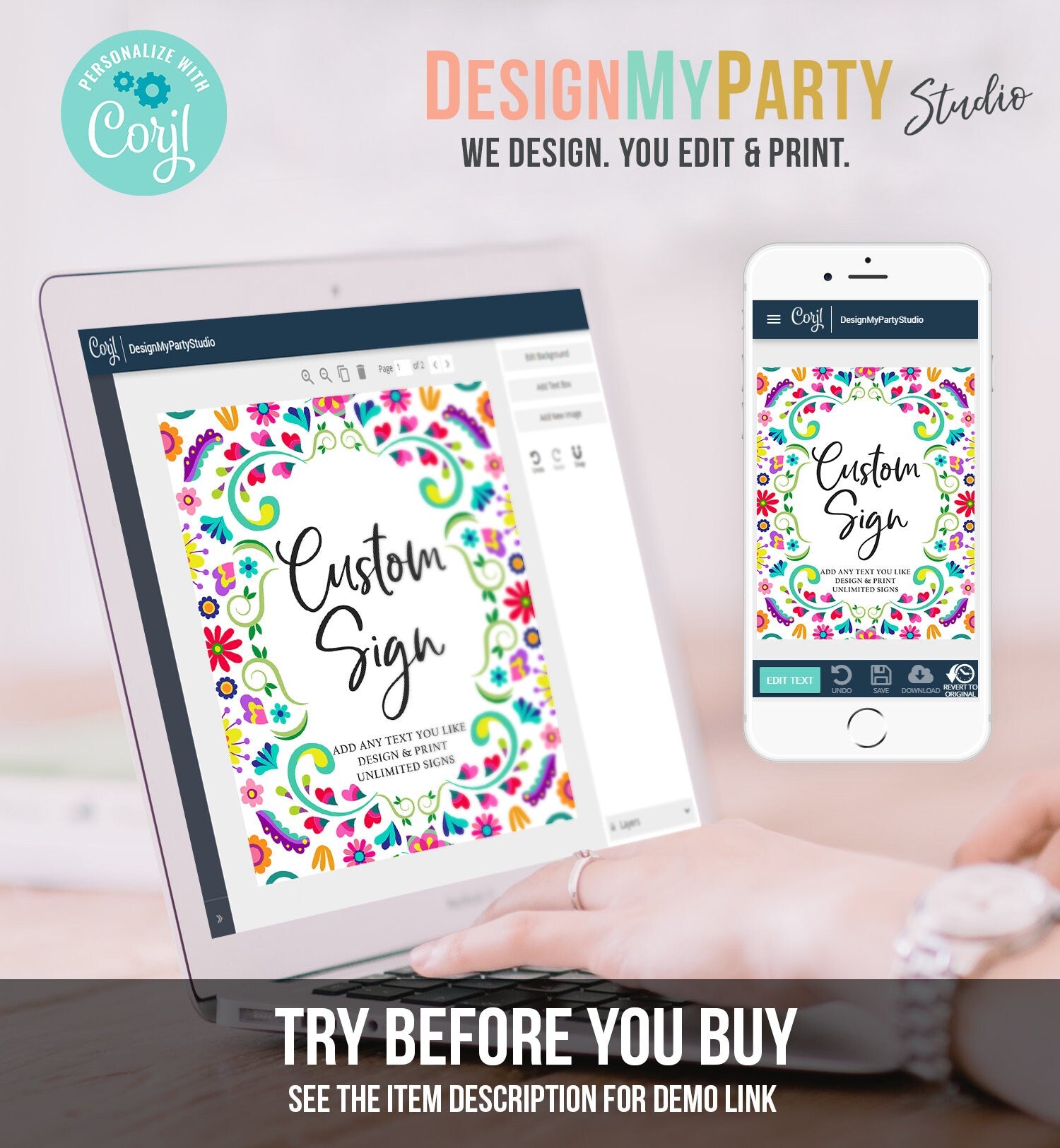 Editable Custom Sign Fiesta Party Sign Fiesta Decor Mexico Table Sign Shower Decor Mexican Floral Flowers Digital Template Printable 0466