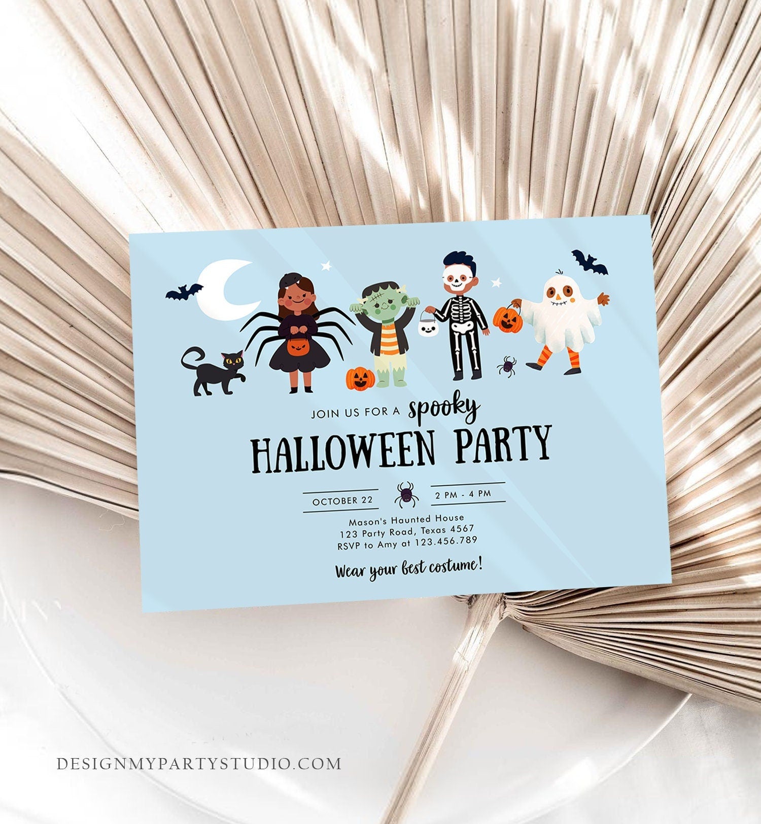 Editable Halloween Party Invitation Halloween Birthday Invitation Kids Costume Party Spooky Celebration Digital Template Corjl 0473 0009