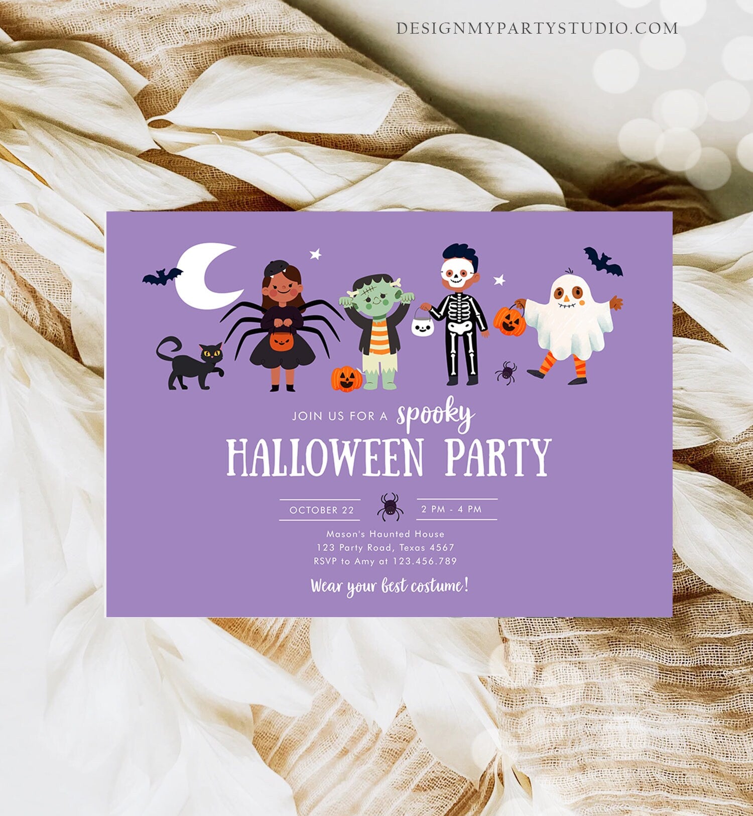 Editable Halloween Party Invitation Halloween Birthday Invitation Kids Costume Party Spooky Celebration Digital Template Corjl 0473 0009