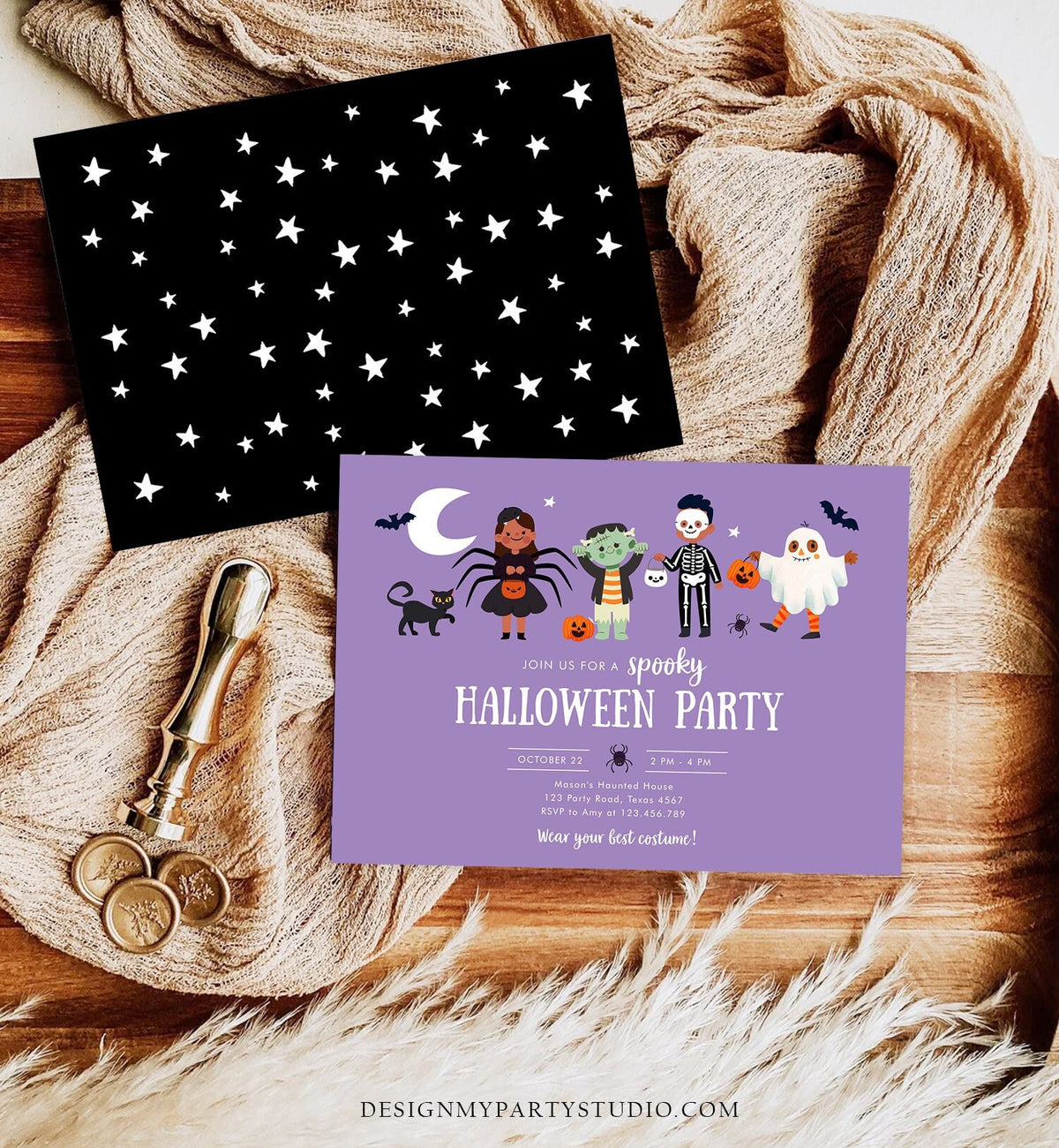 Editable Halloween Party Invitation Halloween Birthday Invitation Kids Costume Party Spooky Celebration Digital Template Corjl 0473 0009