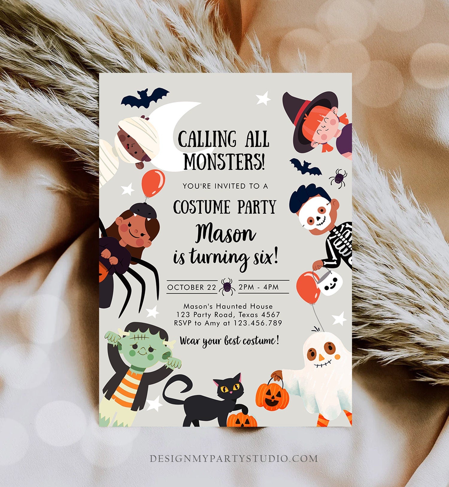 Editable Halloween Party Invitation Halloween Birthday Invitation Kids Costume Party Spooky Celebration Boy Digital Template Evite 0473 0009