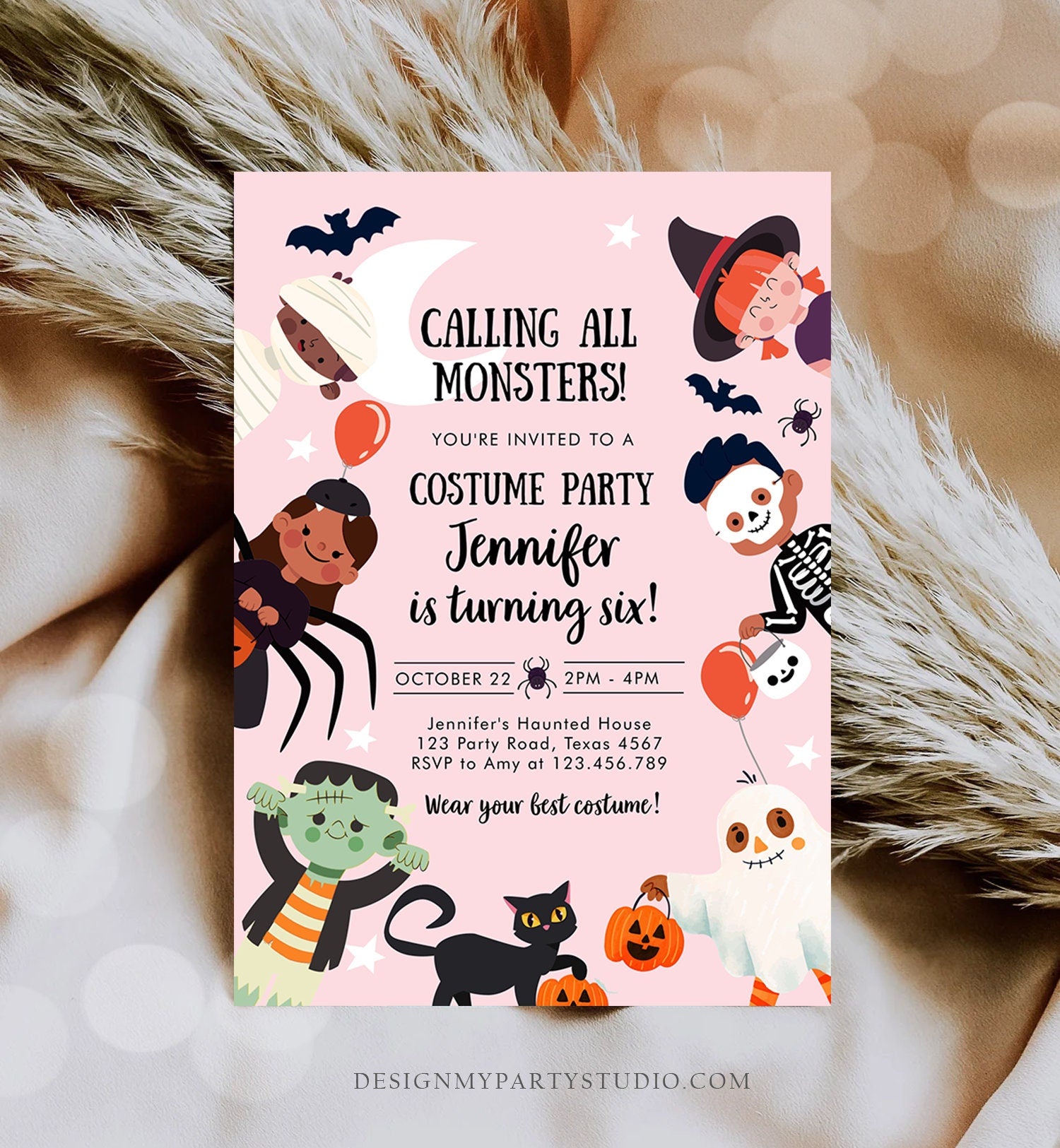 Editable Halloween Party Invitation Halloween Birthday Invitation Kids Costume Party Spooky Celebration Digital Template Corjl 0473 0009