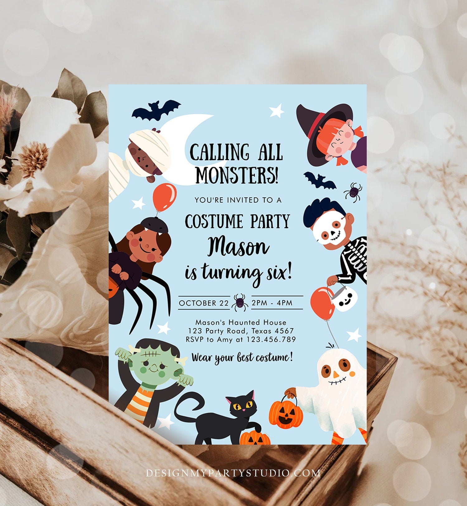 Editable Halloween Party Invitation Halloween Birthday Invitation Kids Costume Party Spooky Celebration Digital Template Corjl 0473 0009