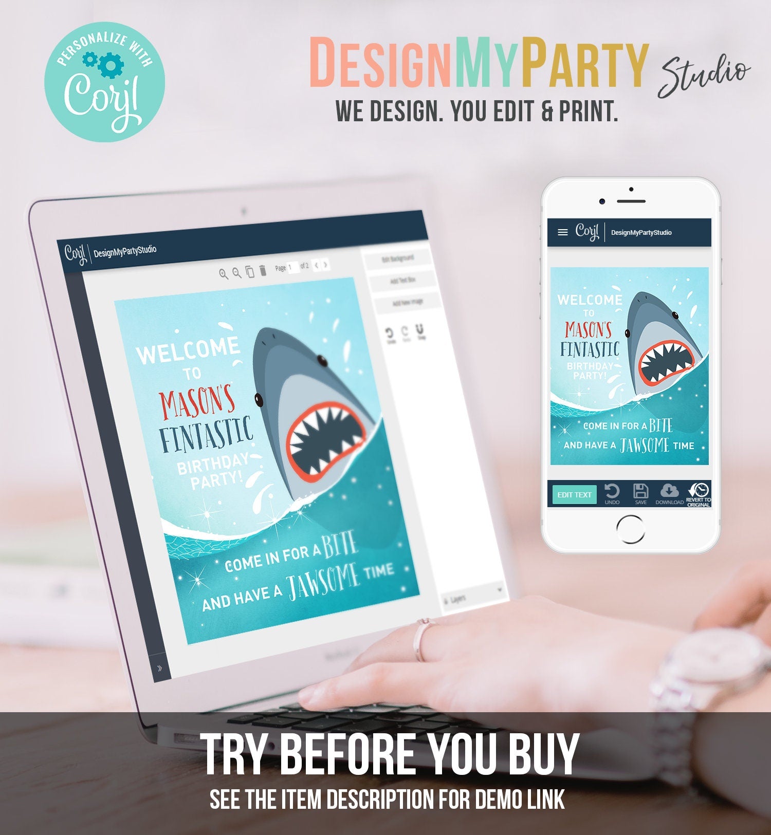 Editable Shark Welcome Sign Shark Birthday Sign Under The Sea Sharktastic Fintastic Jawsome Pool Party Boy Template Corjl PRINTABLE 0089