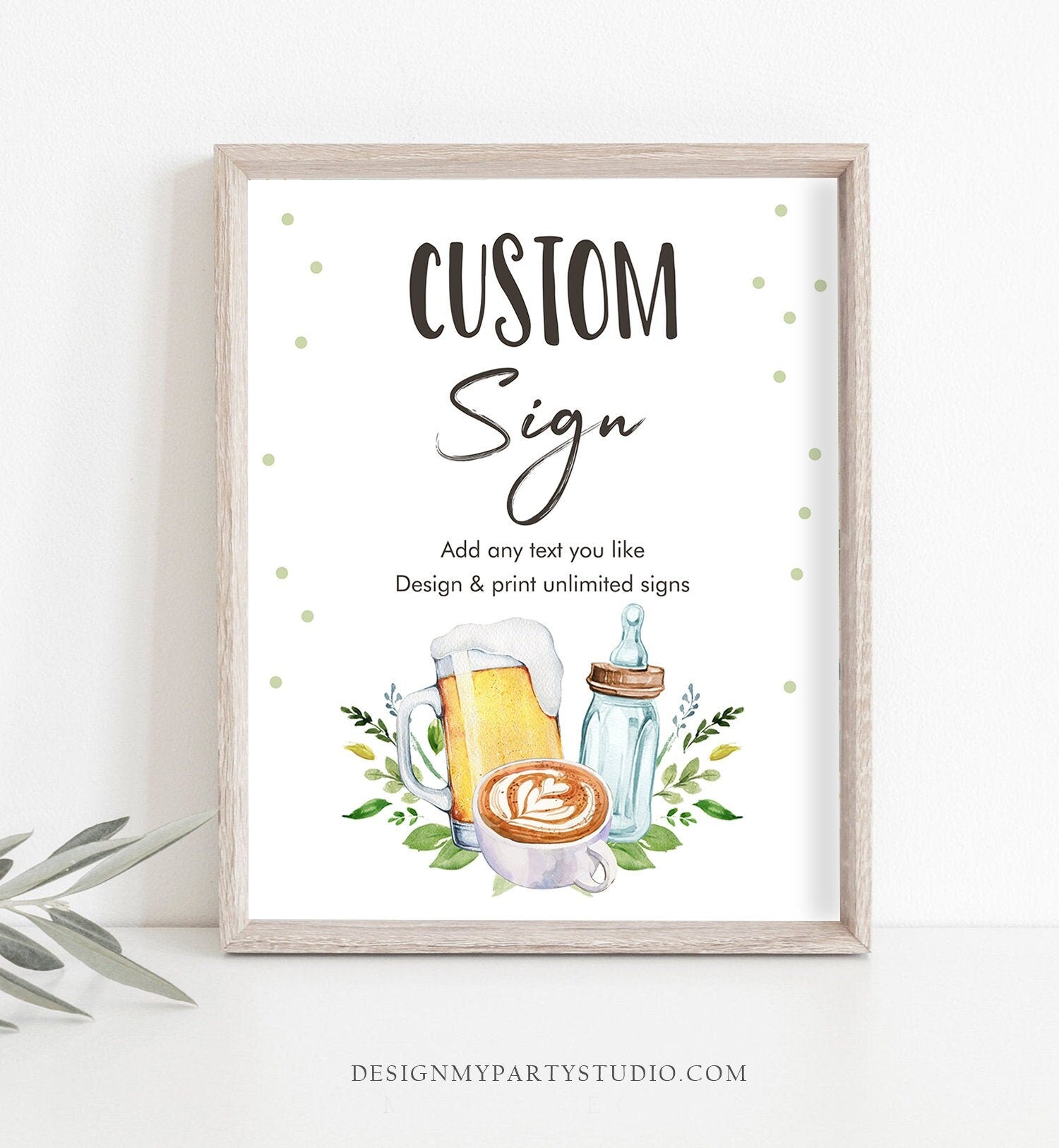 Editable Custom Baby is Brewing Sign Brewing Baby Shower Decor Table Sign Beers and Bottles Coffee Download Template Printable 8x10 0190