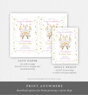 Editable Princess Castle Birthday Invitation Once Upon a Time Princess Royal Birthday Girl Magical Celebration Template Corjl Printable 0477