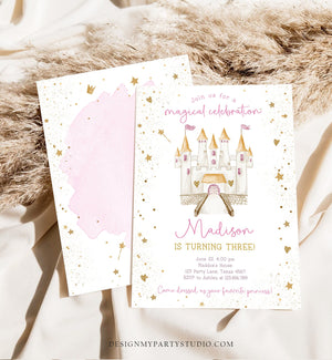 Editable Princess Castle Birthday Invitation Once Upon a Time Princess Royal Birthday Girl Magical Celebration Template Corjl Printable 0477