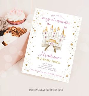 Editable Princess Castle Birthday Invitation Once Upon a Time Princess Royal Birthday Girl Magical Celebration Template Corjl Printable 0477