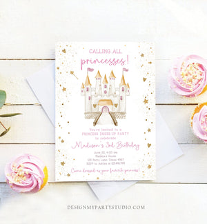 Editable Princess Castle Birthday Invitation Once Upon a Time Princess Royal Birthday Girl Magical Celebration Template Corjl Printable 0477