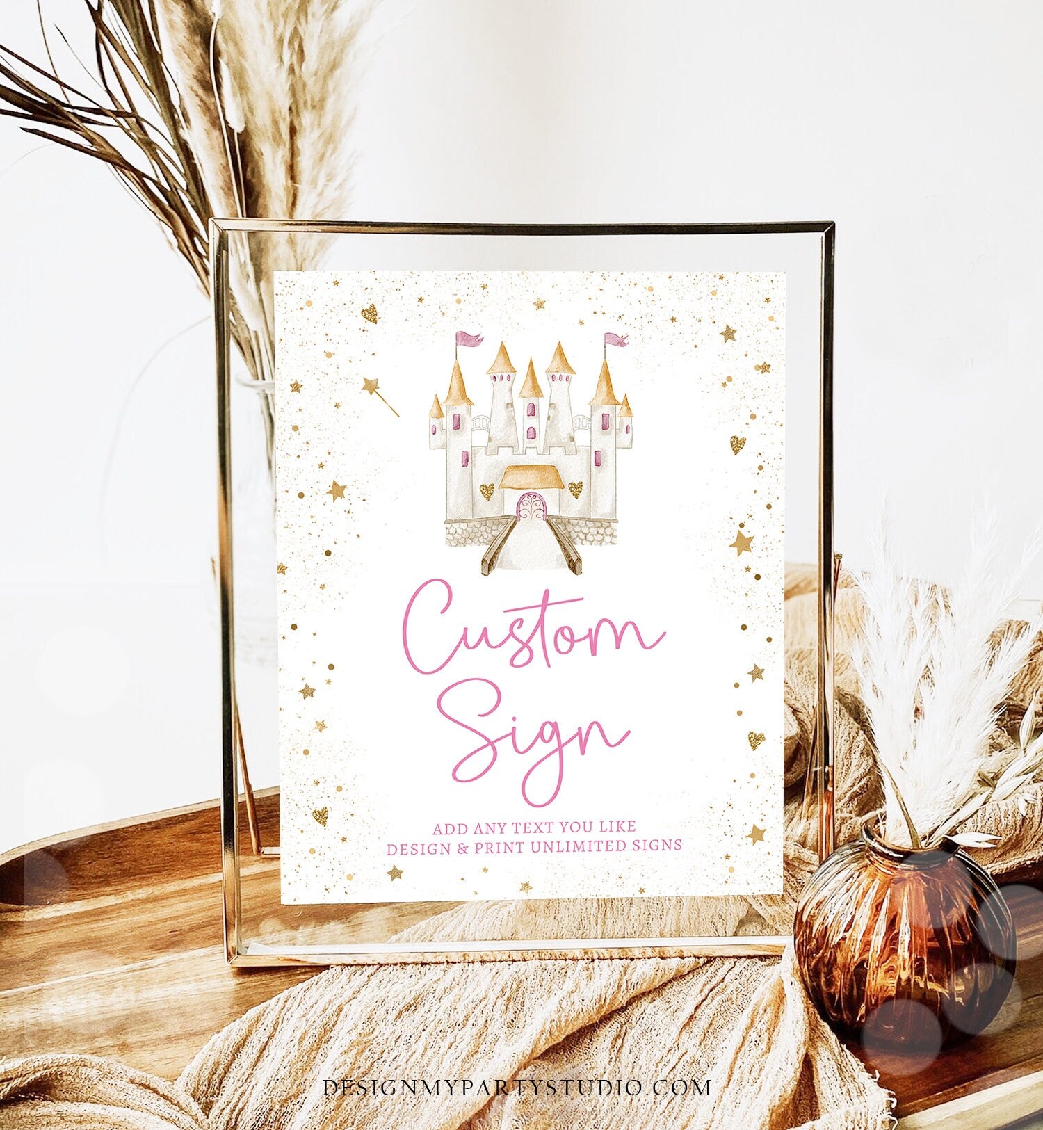 Editable Custom Sign Princess Castle Birthday Once Upon a Time Royal Birthday Pink Girl Magical Table Decor 8x10 Download PRINTABLE 0477