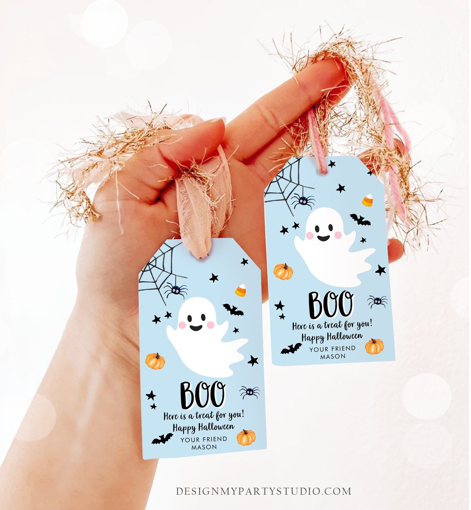 Editable Halloween Favor Tag Boo Gift Tag Costume Party Trick Or Treat Boy Blue Birthday Party Digital Download Template Printable 0418 0261