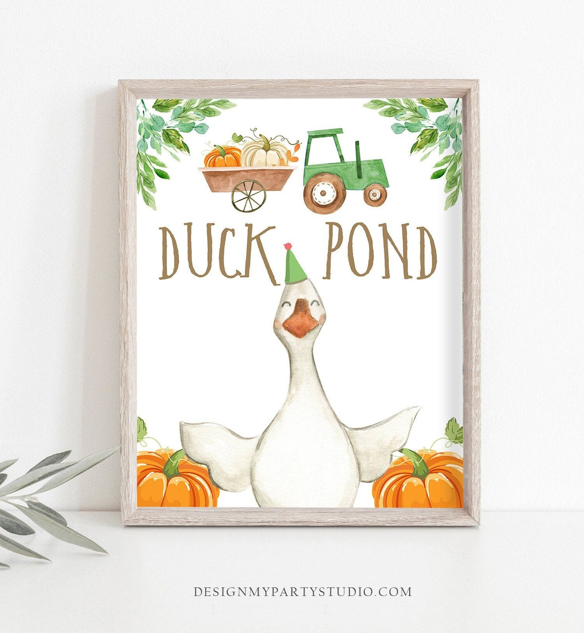 Duck Pond Sign Farm Animals Birthday Decorations Barnyard Decor Boy Birthday Geen Tractor Game Sign Floral Barnyard Sign Printable 0155