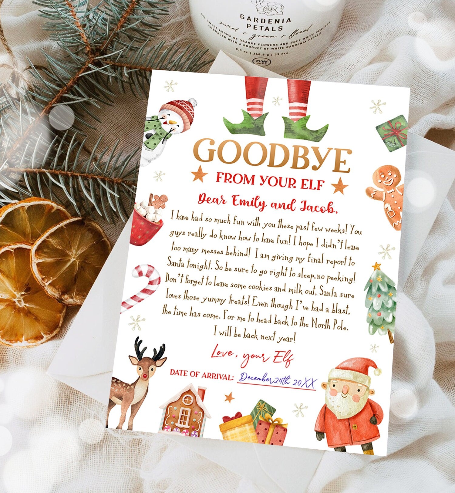 Editable Elf Goodbye Letter Departure Letter Christmas Goodbye to Your Elf Christmas Elf Letter Santa Claus Poem Printable Template 0445