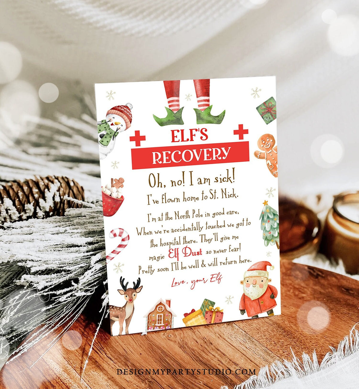 Editable Elf Recovery Letter If Touched and Lost Magic Elf Dust Elf Poem Girl I&#39;m Sick Christmas Elf Xmas Decor Printable Template 0445