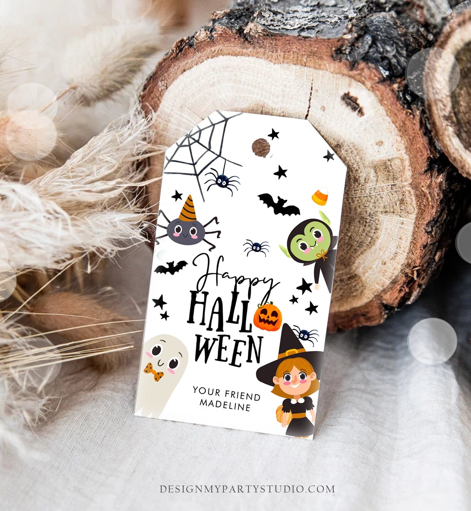 Editable Happy Halloween Gift Tags Trick Or Treat Favor Tags Ghost Treat Tag Personalized Download Printable Template Corjl 0261 0009