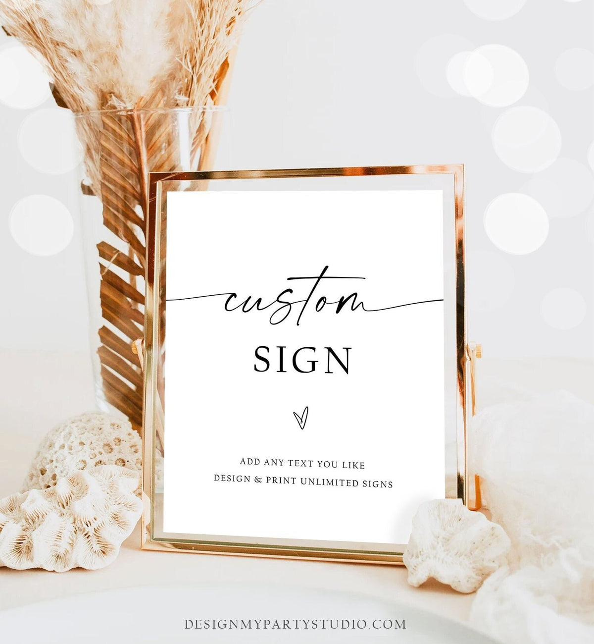 Editable Minimalist Custom Sign Wedding Bridal Shower Baby Shower Sign Boho Rustic Modern Calligraphy Digital Template Printable 0493