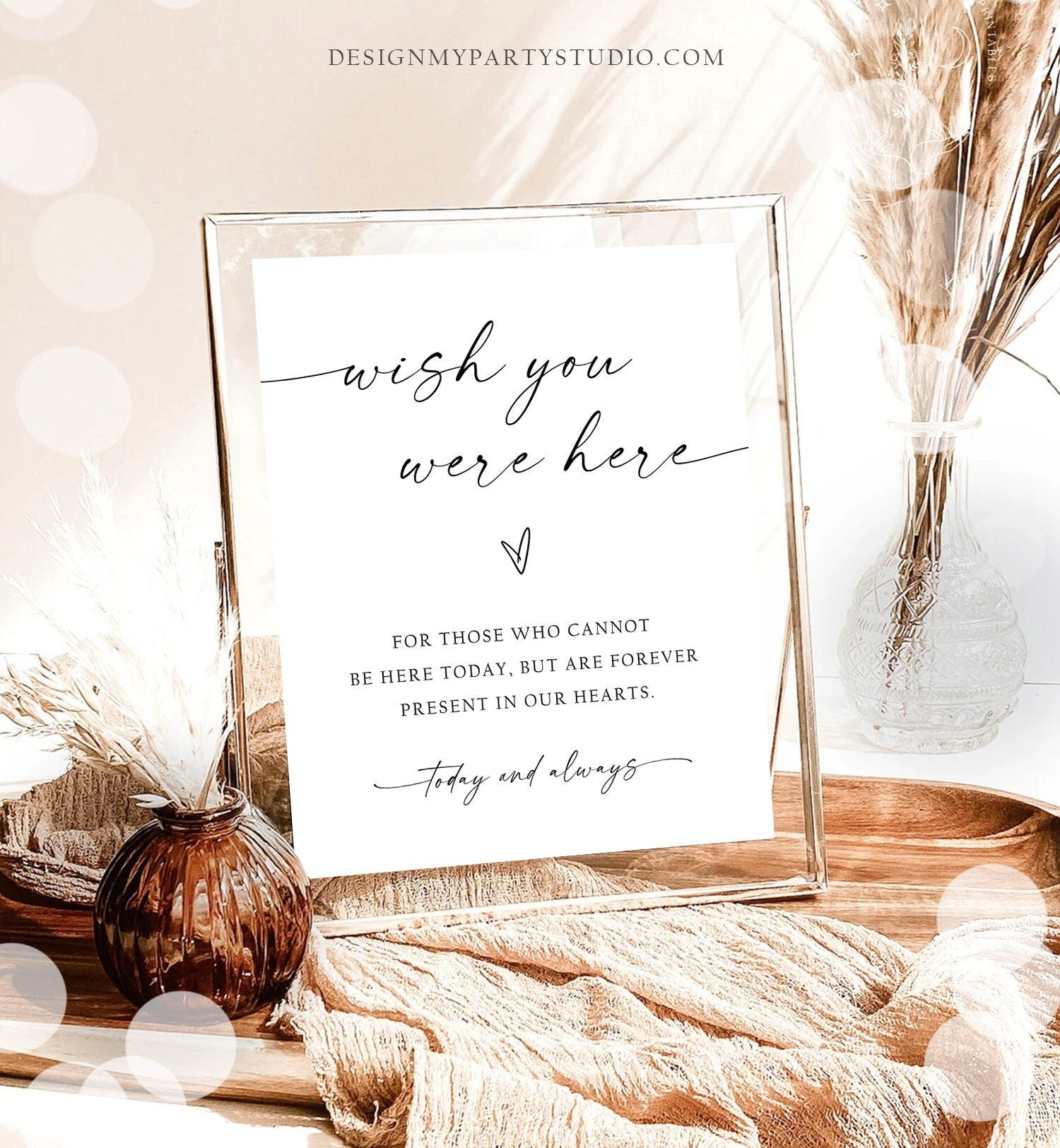 Editable Wish You Were Here Sign Minimalist Memorial Sign Modern Wedding In Loving Memory Boho Rustic Digital Download Printable 0493