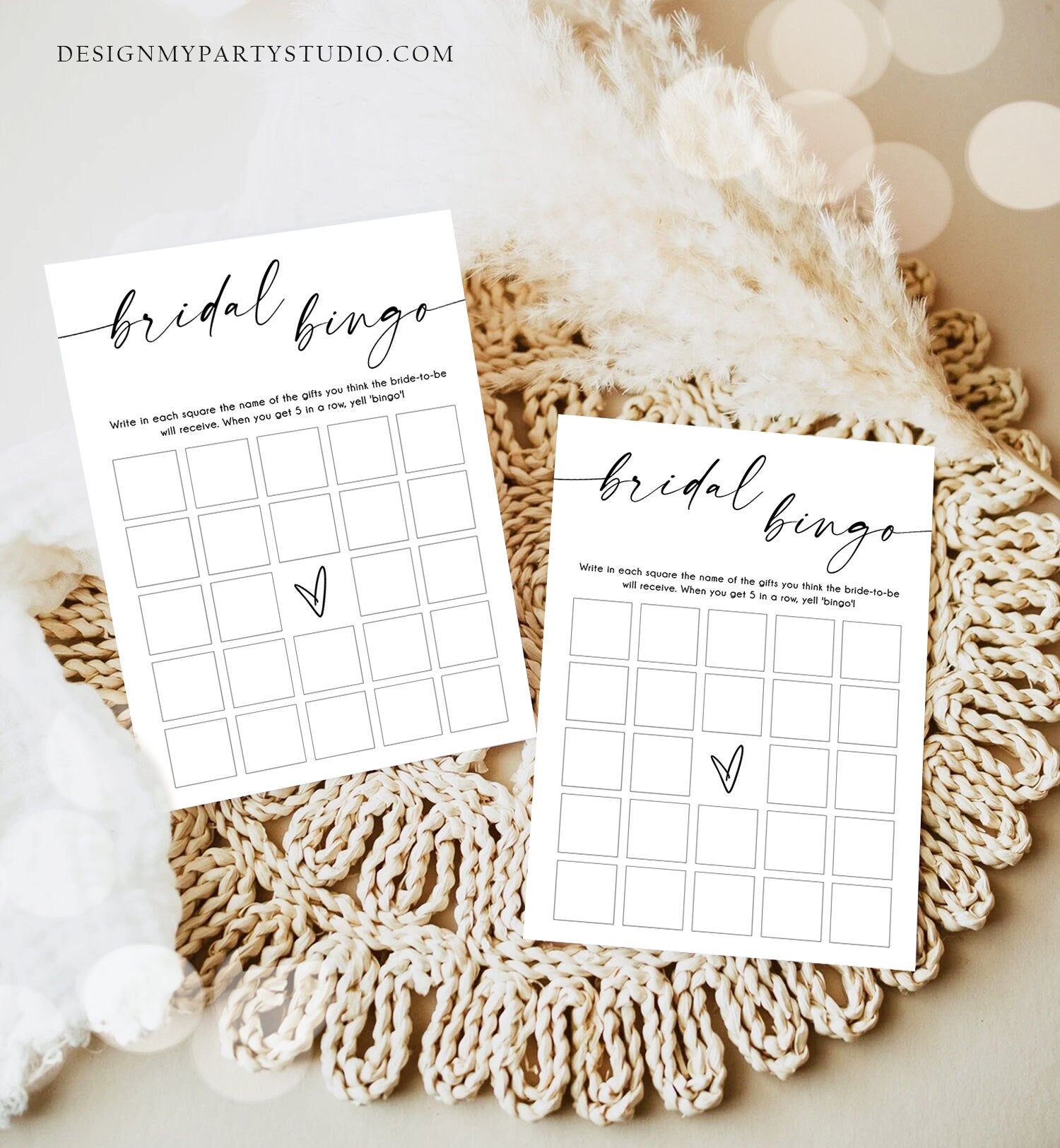 Editable Bridal Bingo Bridal Shower Game Minimalist Modern Wedding Activity Couples Wedding Activity Corjl Template Printable 0493