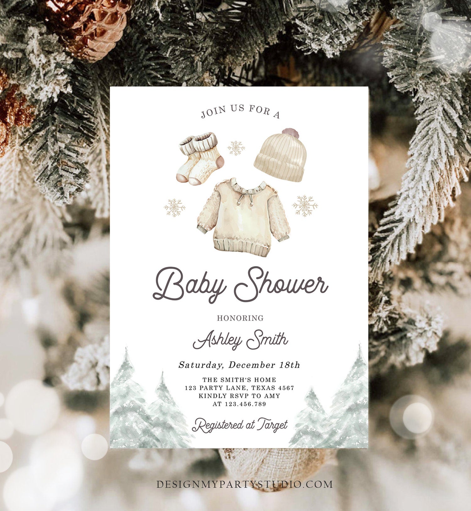 Editable Winter Baby Shower Invitation Baby It's Cold Outside Christmas Baby Shower Gender Neutral Watercolor Template Download Corjl 0491