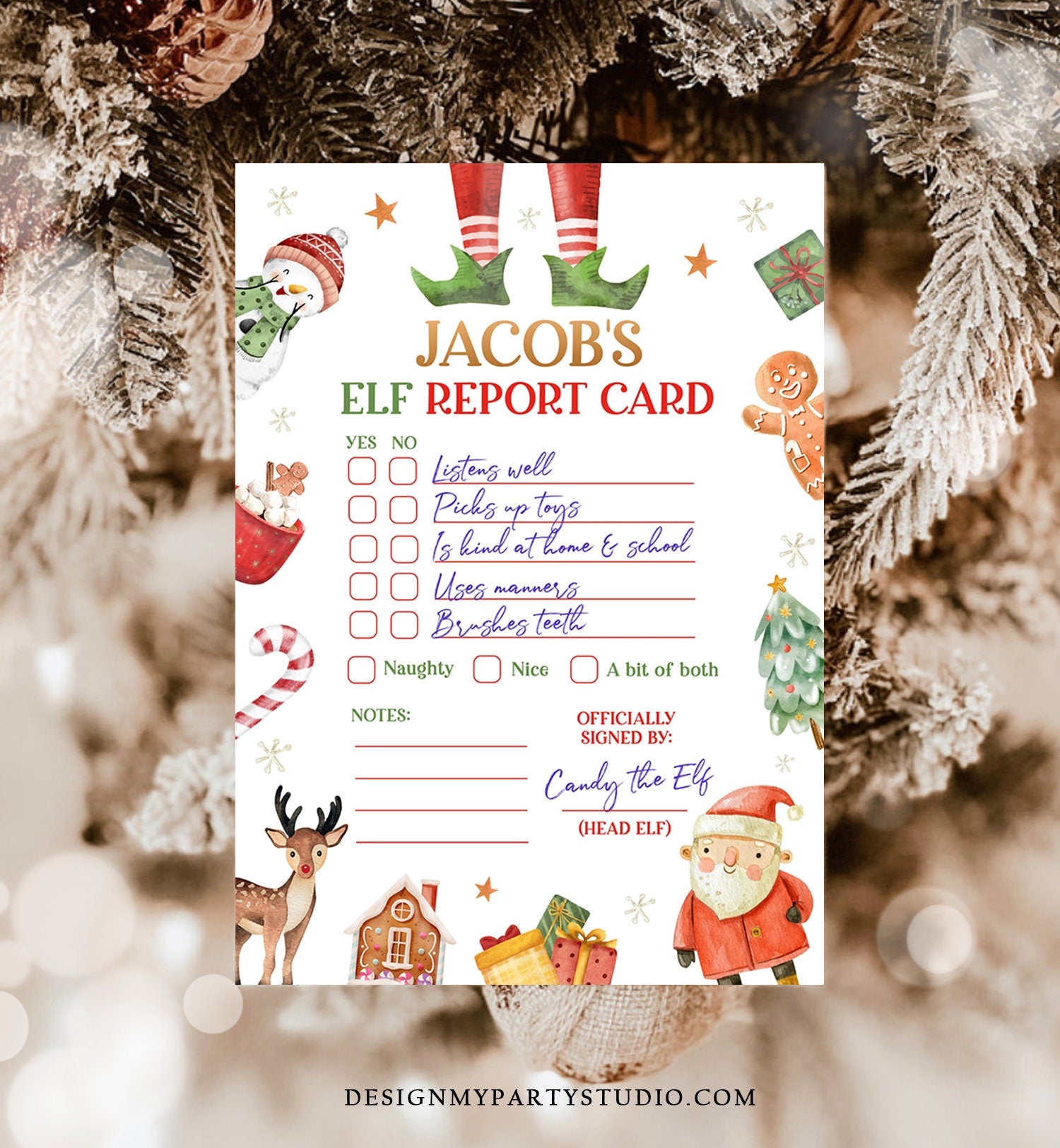 Editable Elf Report Card Personalized Elf Letter Christmas Elf Letter From Your Elf Report Card Santa Claus Decor Printable Template 0445