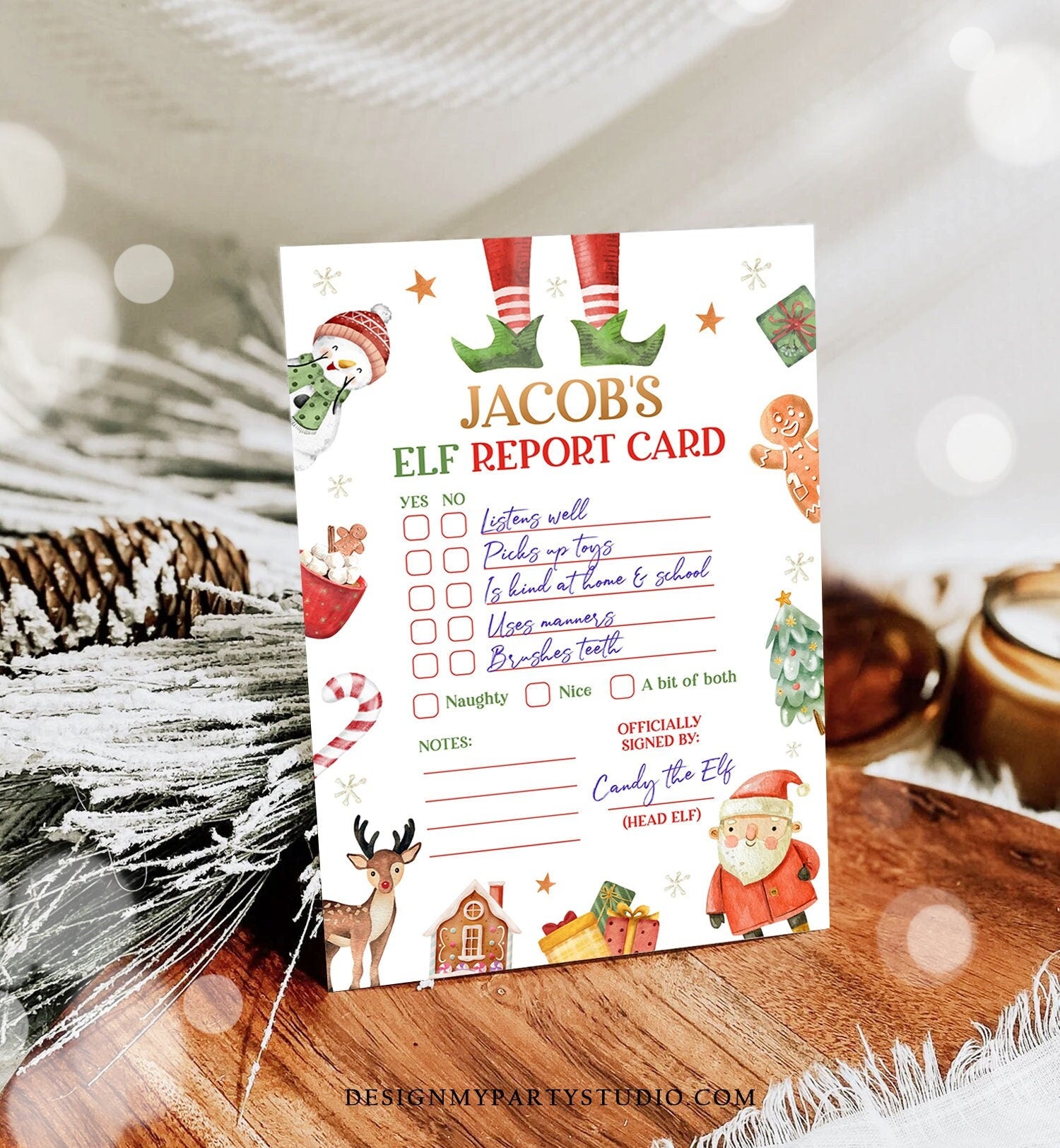 Editable Elf Report Card Personalized Elf Letter Christmas Elf Letter From Your Elf Report Card Santa Claus Decor Printable Template 0445