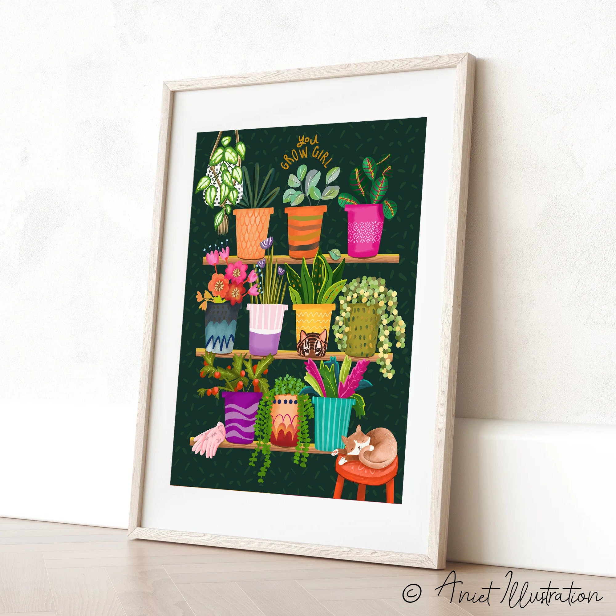 House Plant Lover Illustration Housewarming Gift Gardening You Grow Girl Green Plant Corner House Plants Wall Art Printable Poster Art Print