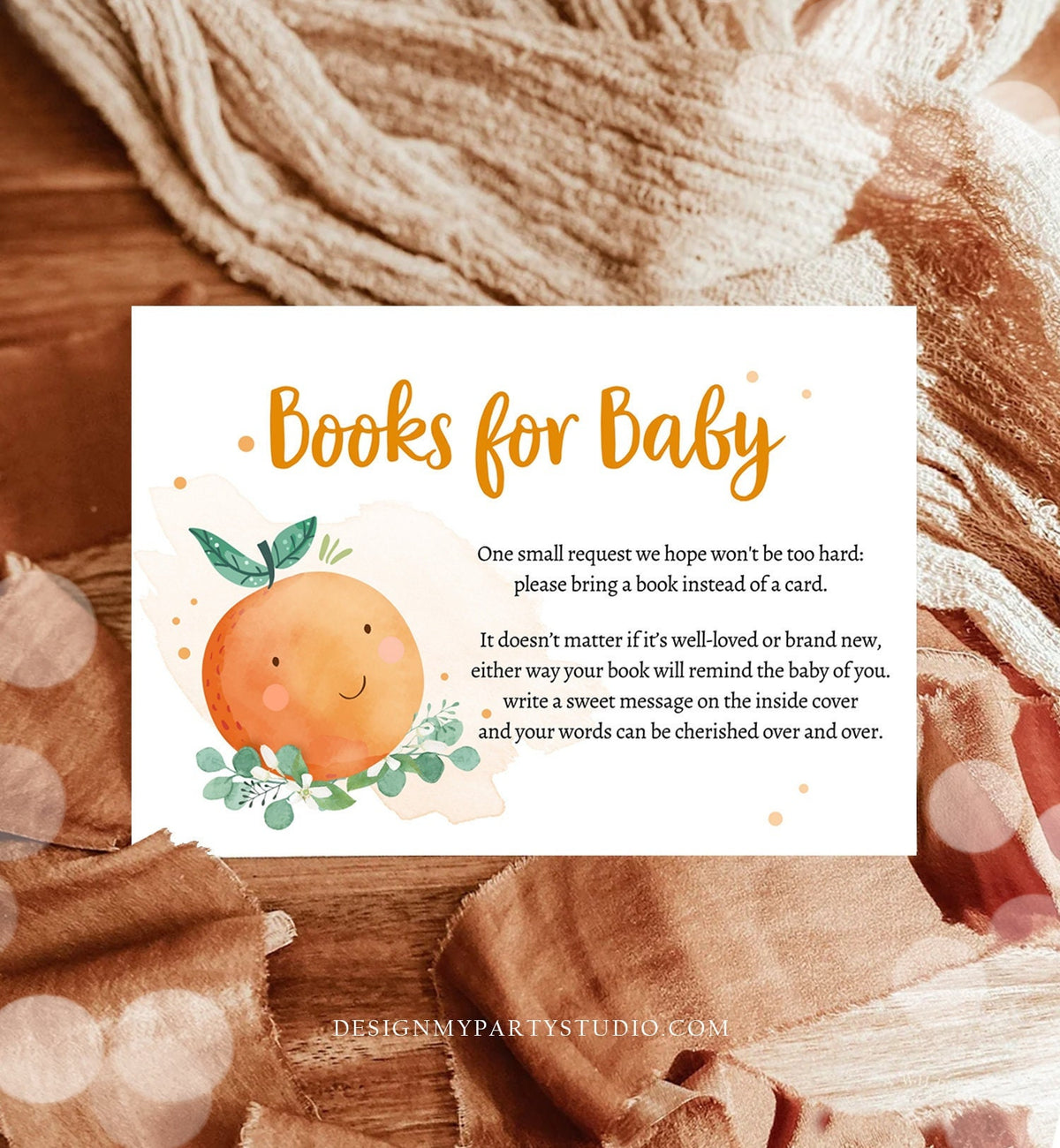 Editable A Little Cutie is on the Way Bring a Book Card Clementine Baby Shower Book Insert Books for Baby Template PRINTABLE Corjl 0430