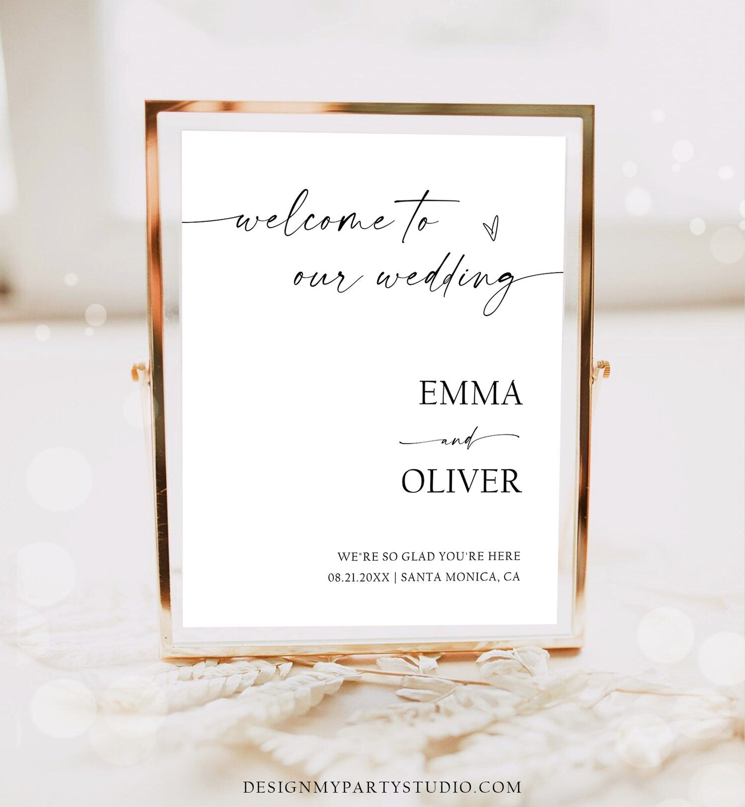 Editable Minimalist Wedding Welcome Sign Boho Rustic Modern Calligraphy Welcome Poster Digital Template Printable 0493