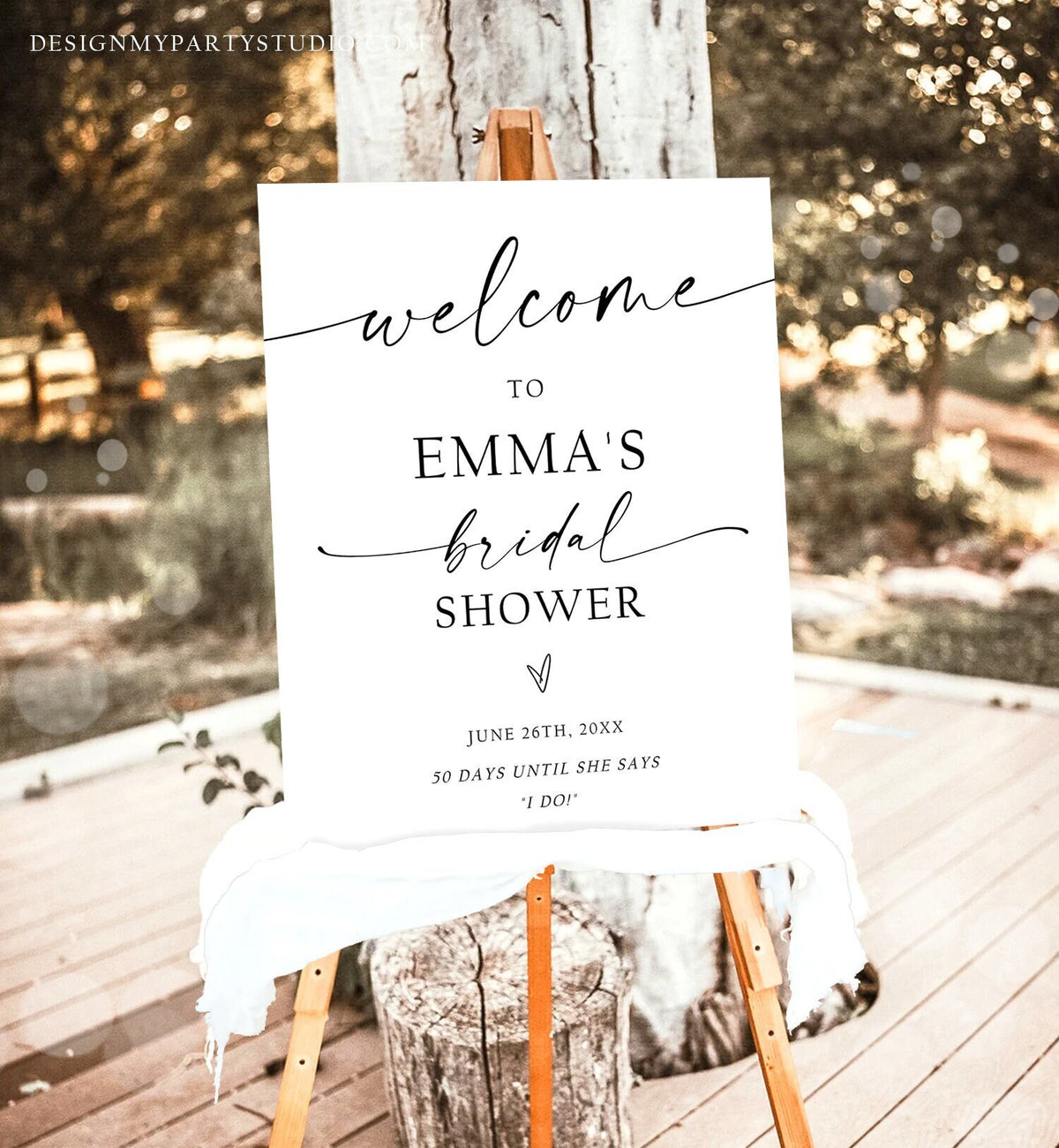 Editable Minimalist Bridal Shower Welcome Sign Wedding Couples Shower Boho Rustic Modern Calligraphy Digital Template Printable 0493