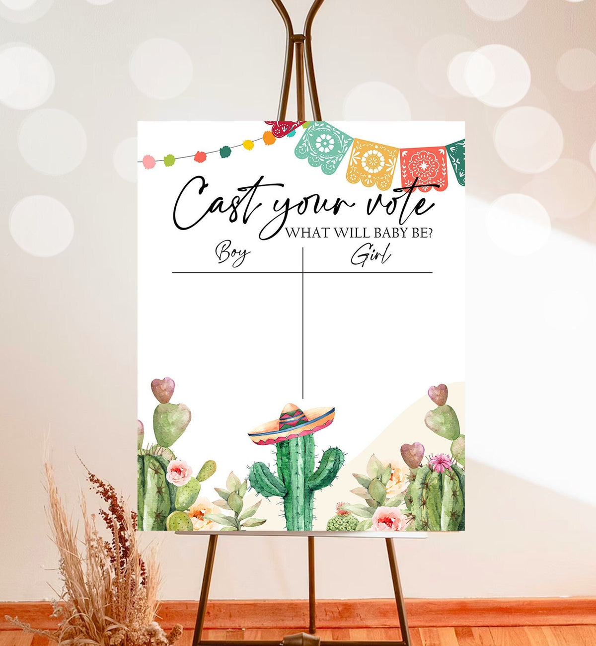 Fiesta Cast Your Vote Sign Taco Bout a Gender Reveal Fiesta Baby Shower Boy or Girl Sign He or She Voting Instant Download PRINTABLE 0404