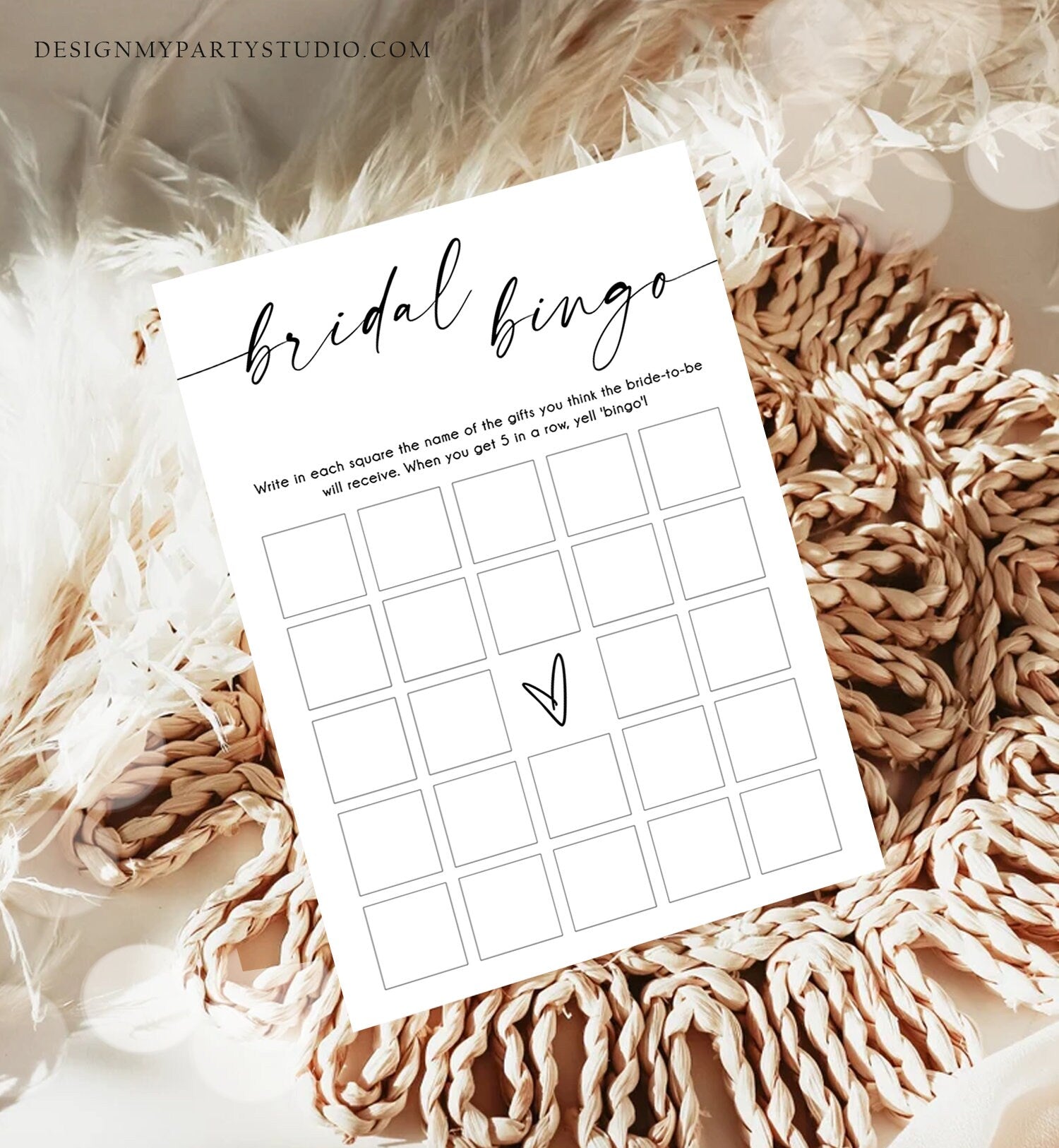 Editable Bridal Bingo Bridal Shower Game Minimalist Modern Wedding Activity Couples Wedding Activity Corjl Template Printable 0493