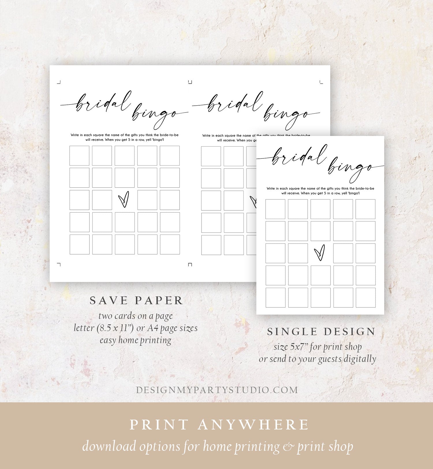 Editable Bridal Bingo Bridal Shower Game Minimalist Modern Wedding Activity Couples Wedding Activity Corjl Template Printable 0493