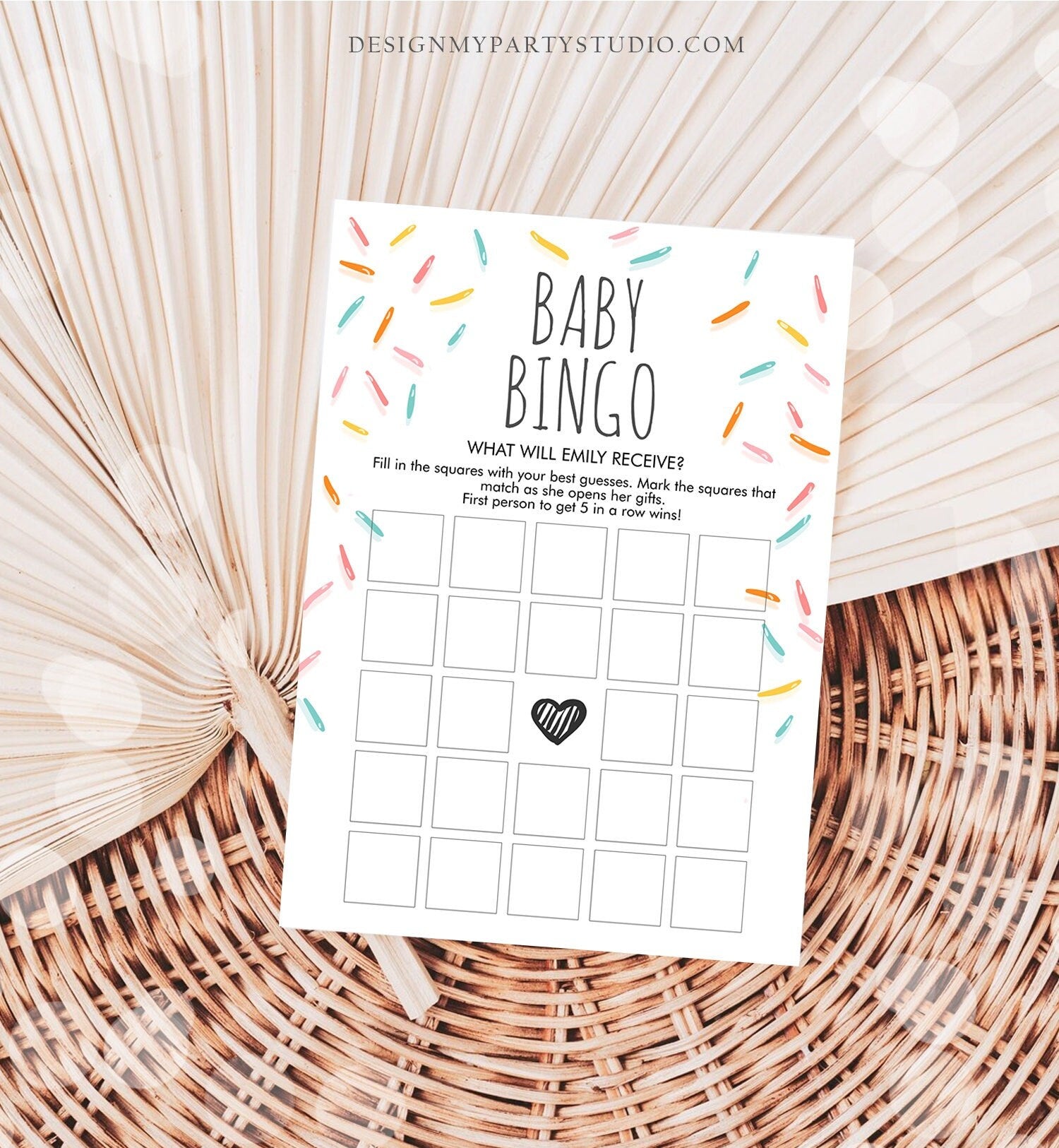 Editable Baby Bingo Game Baby Sprinkle Shower Game Baby Coed Sprinkles Activity Neutral Instant Download Corjl Template Printable 0216