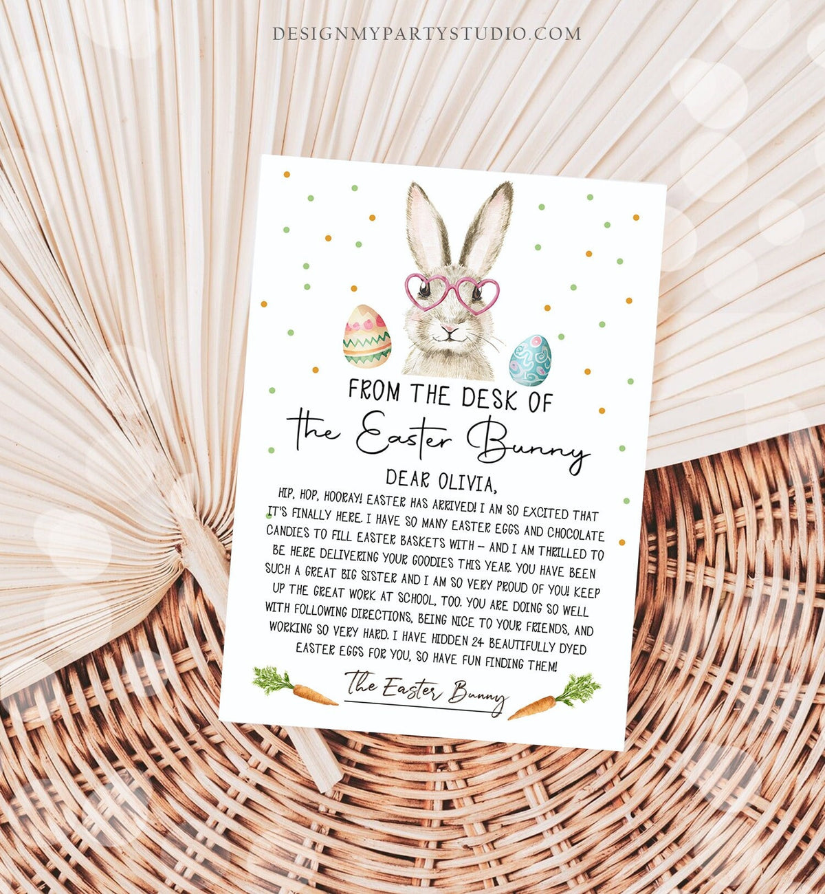 Editable Easter Bunny Letter Return Letter From The Desk Of Easter Letter Kids Easter Bunny Note Personalized Printable Template 0449