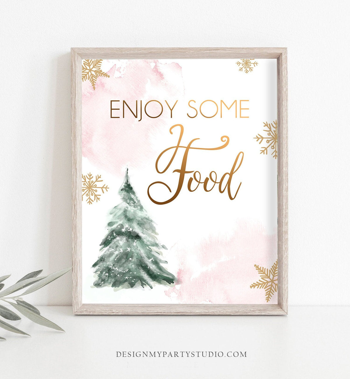 Food Sign Winter Tree Watercolor Snow Girl Baby Shower Foods Table Sign Winter Party Birthday Snacks Dessert Instant Download PRINTABLE 0363