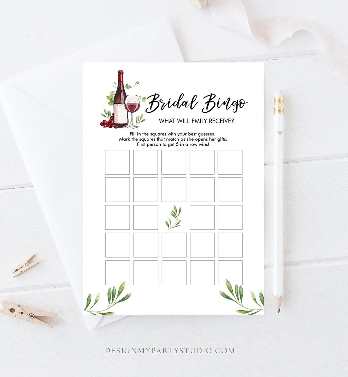 Editable Bridal Bingo Bridal Shower Game Wine Tasting Vineyard Grapes Wedding Shower Activity Download Corjl Template Printable 0234