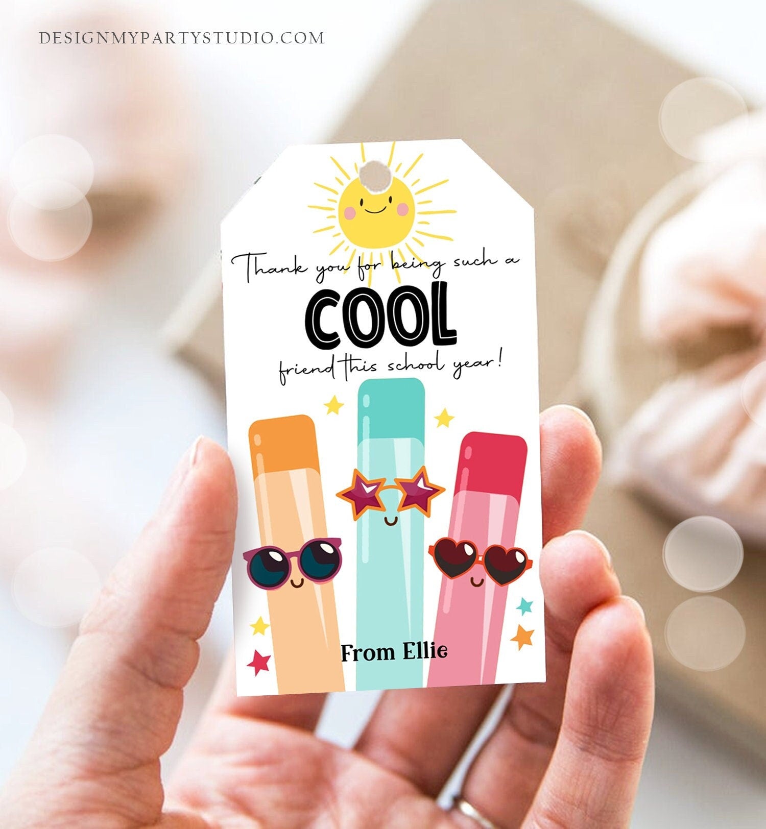 Editable Last Day of School Tag Cool Friend Ice Tag Summer End Of School Year Tag Freeze Cool Treat Summer Corjl Template Printable 0464