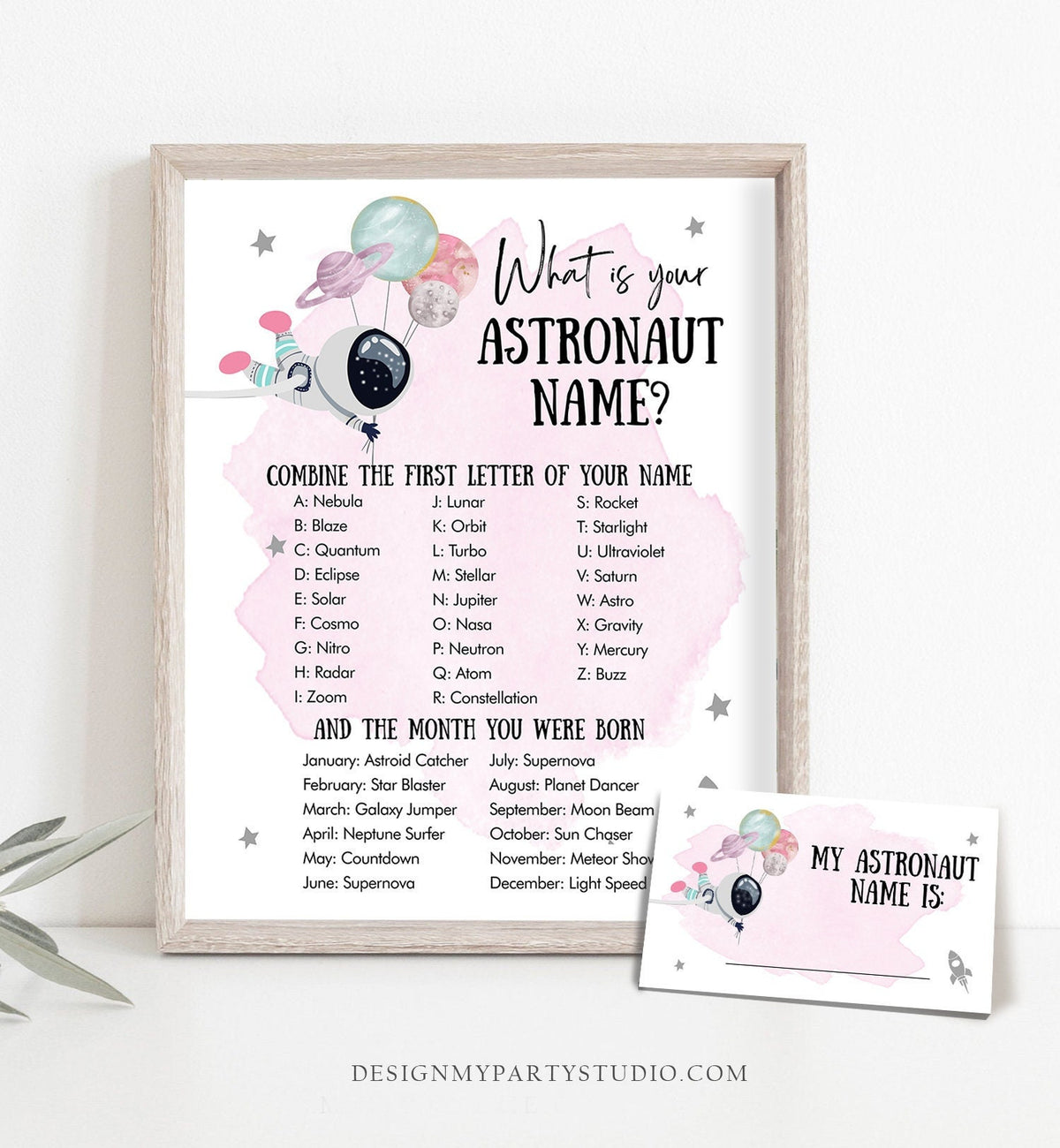 Editable What Is your Astronaut Name Game Outer Space Birthday Game Galaxy Birthday Party Activity Boy Rocket Template Printable Corjl 0366