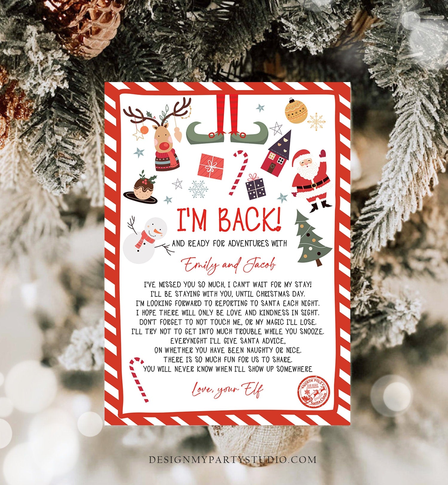 Editable Elf Arrival Letter Return Letter Christmas Elf I'm Back Elf Welcome Christmas Elf Letter From Your Elf Printable Template 0496