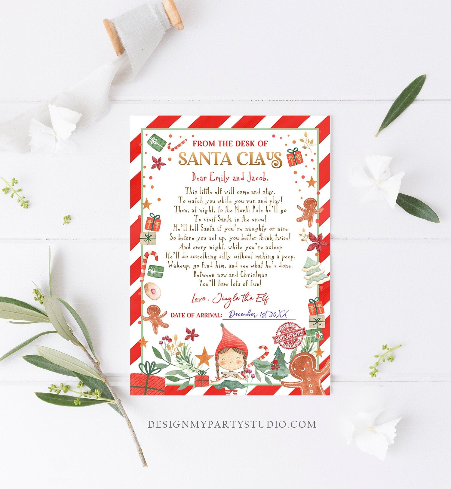 Editable First Time Elf Arrival Letter Return Letter Christmas Elf I'm Back Elf Welcome Christmas Elf Santa Claus Printable Template 0358